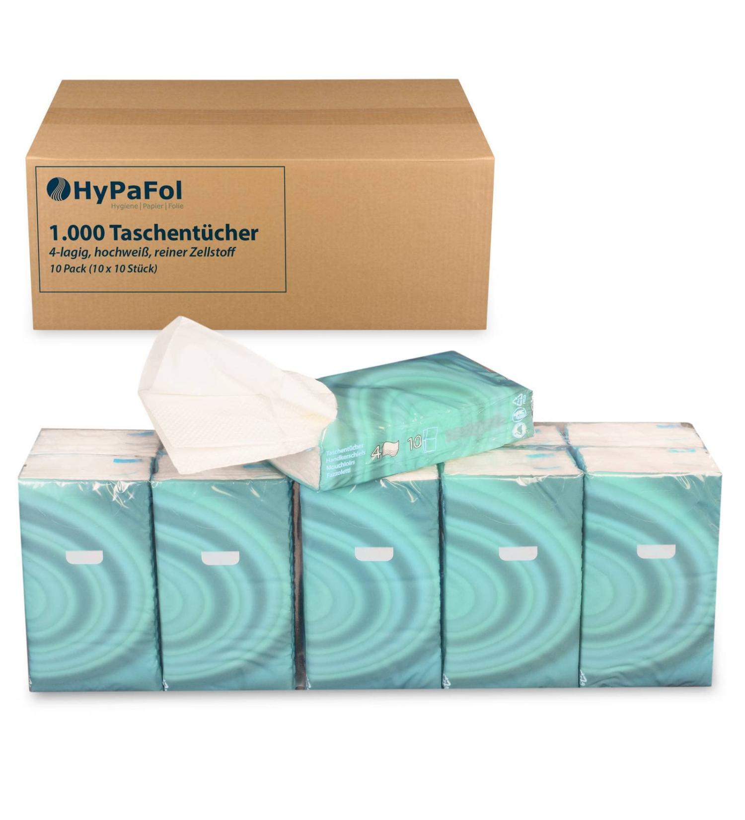 1 000 Premium Paper Handkerchiefs - 10 x 10 Packs 4-Layer Perfume-Free Ideal for Allergies - Bulk Purchase - Buy Online on GoSupps.com