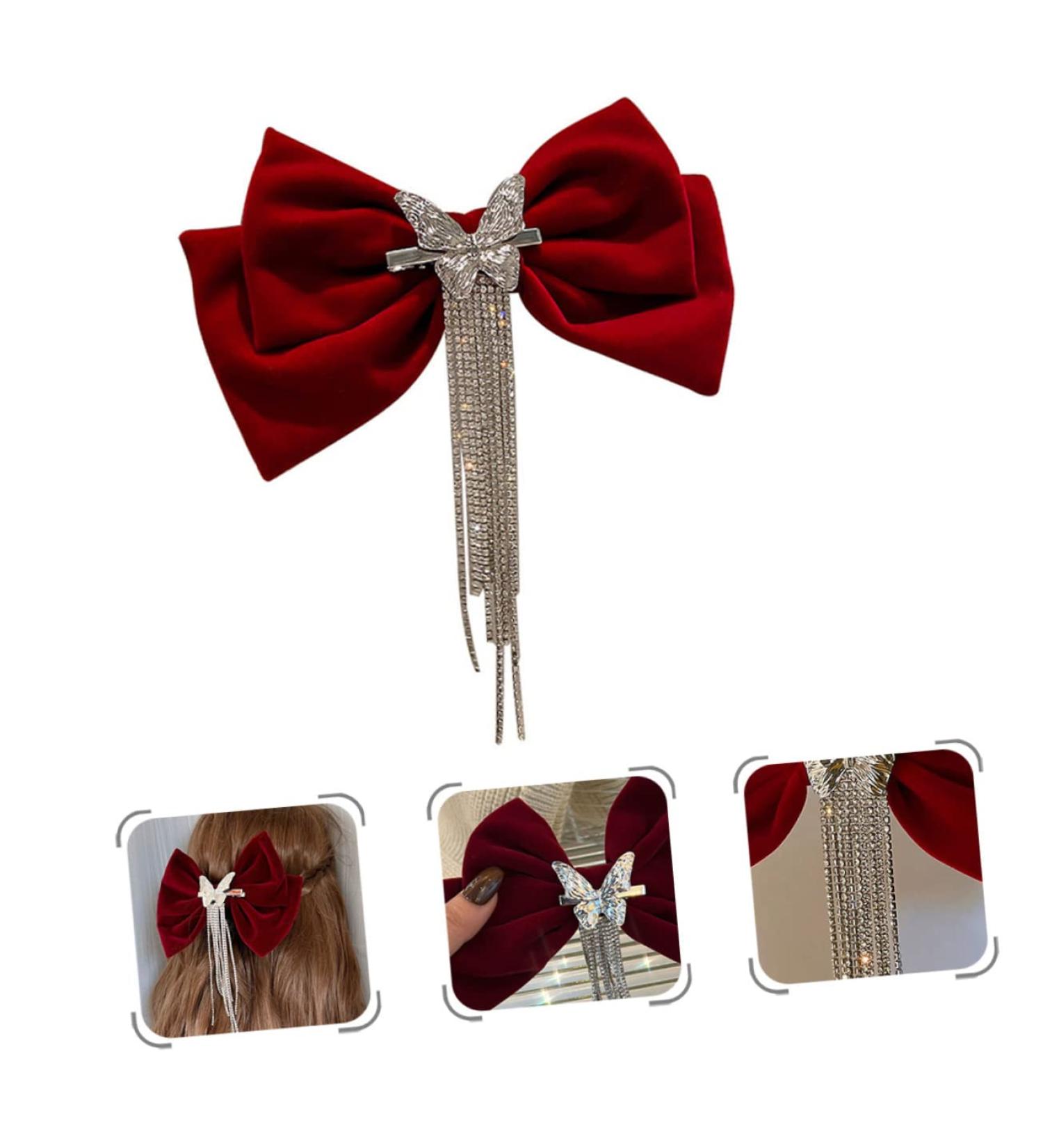 tassel hair clip bow hair clip bow hair barrettes hair bow clip hair barrettes for women ribbon hair bows Grosgrain sparkly tassel barrettes big bow makeup rhinestones girl Miss - Buy Online on GoSupps.com