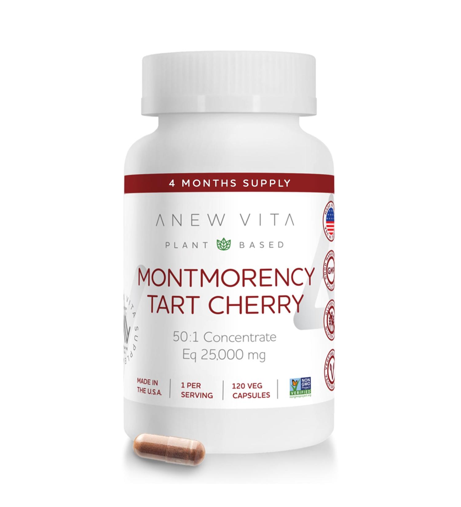 Montmorency Tart Cherry Concentrate 50:1 - Muscle Recovery Antioxidant-rich Gluten-Free Veggie Capsules | 25 000 mg | Made in USA - Buy Online on GoSupps.com