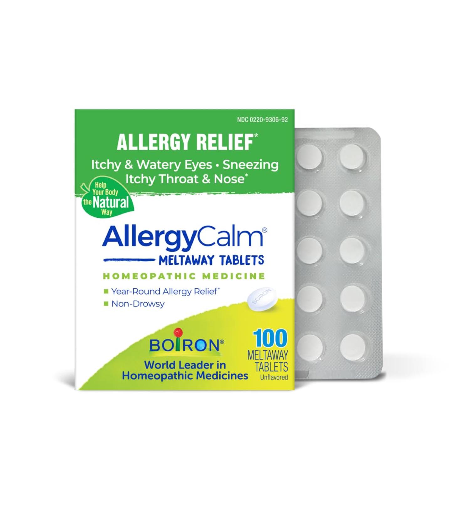 Boiron AllergyCalm Tabs - 100 Count for Relief from Allergy and Hay Fever Symptoms of Sneezing Runny Nose and Itchy Eyes or Throat - Allergy Calm Meltaway Tablets - Buy Online on GoSupps.com