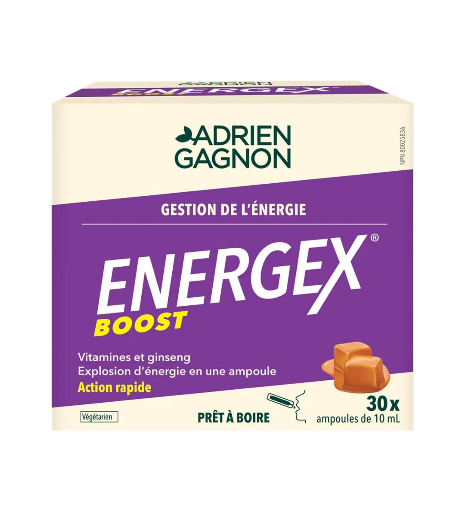 Adrien Gagnon - Energex Boost Liquid - Fast-Acting Natural Energy Burst Vitamins Adptogenic Plants & Natural Caffeine Caramel Flavor -30 Shots - Buy Online on GoSupps.com