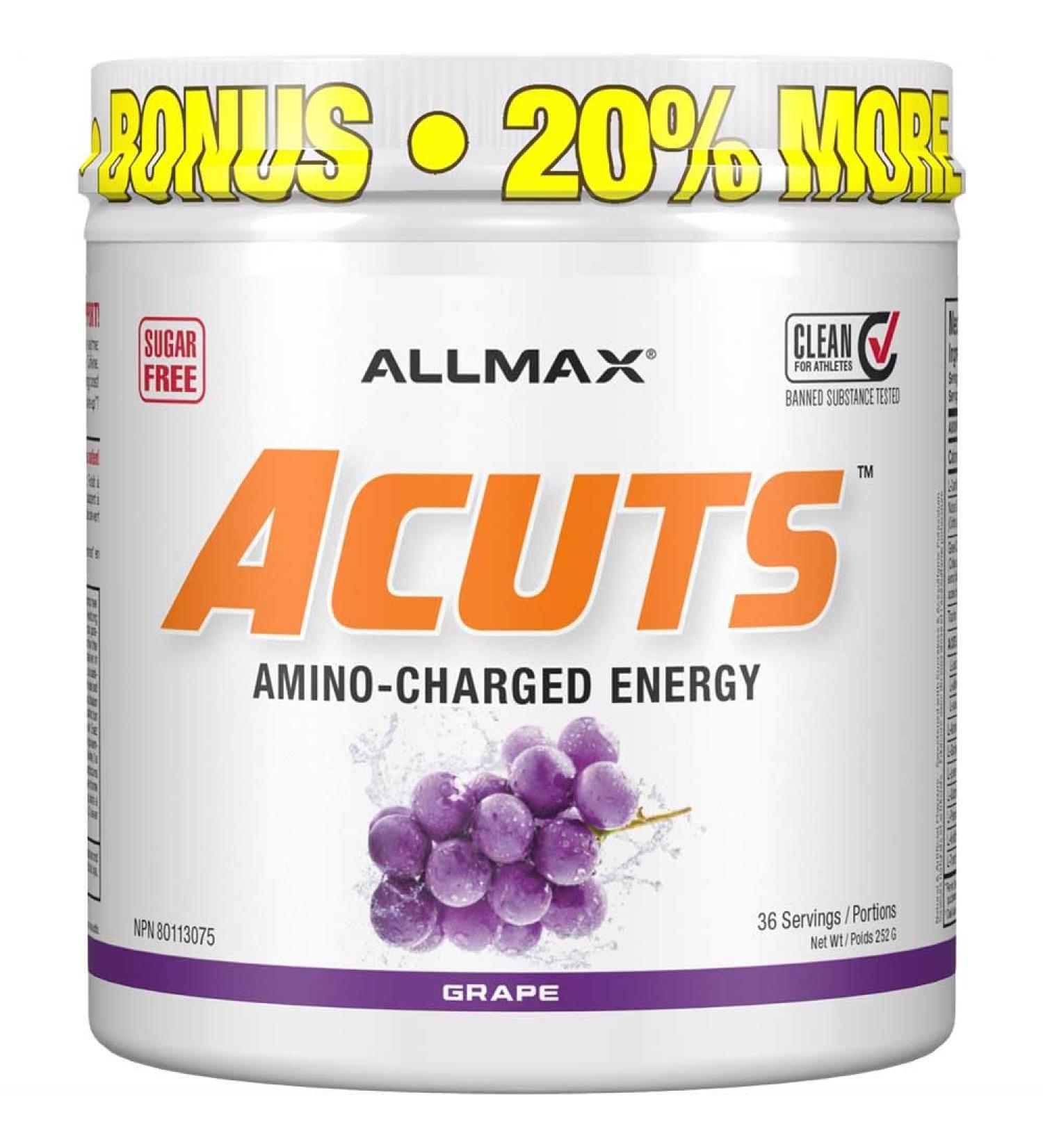 ALLMAX Nutrition - AMINOCUTS (A:CUTS) - Weight-Management BCAA (L-Carnitine + Taurine + Green Coffee) - Grape -dye free- 252 Gram - 36 Servings 252-Gram Grape Escape 36 Servings (Pack of 1) - Buy Online on GoSupps.com