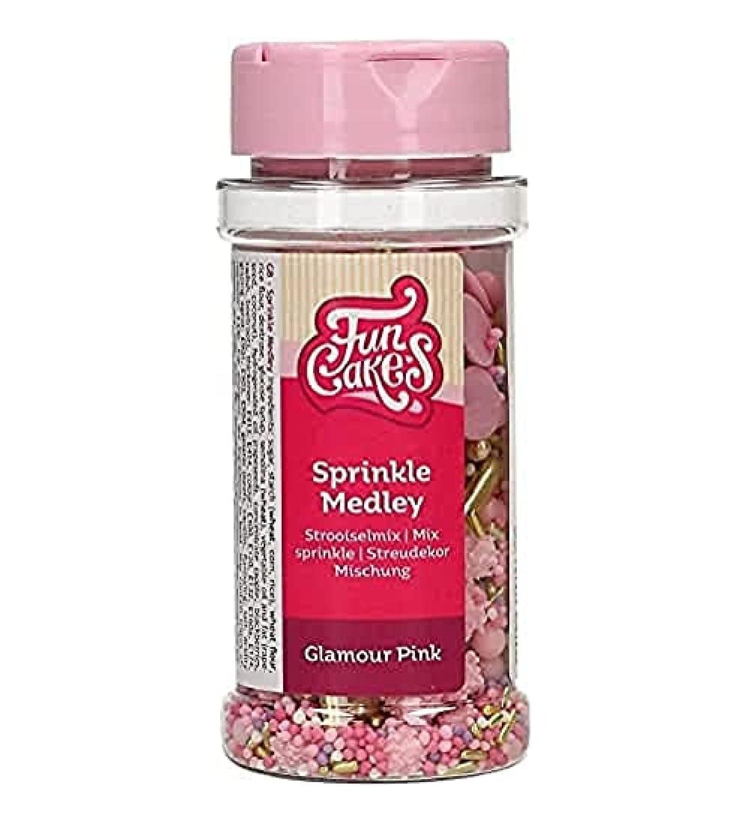 FunCakes Sprinkle Medley Glamour Pink: Sugar Sprinkles Great Taste Perfect for Decorating Cakes Sprinkle Mix. 65 g.