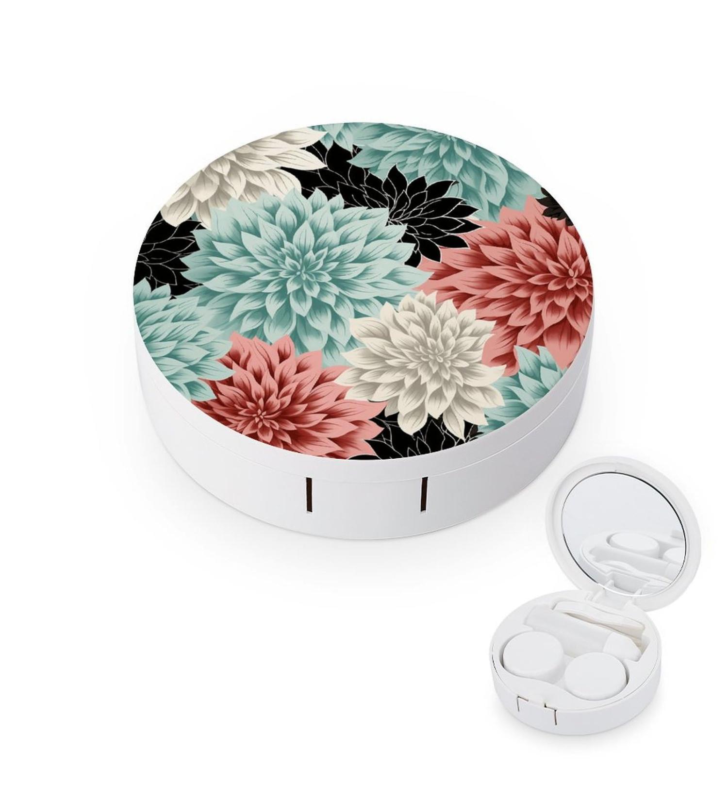 Buy Dahlia Flower Print Contact Lens Case | Travel & Care Box for Contacts - International Shipping Available - Buy Online on GoSupps.com