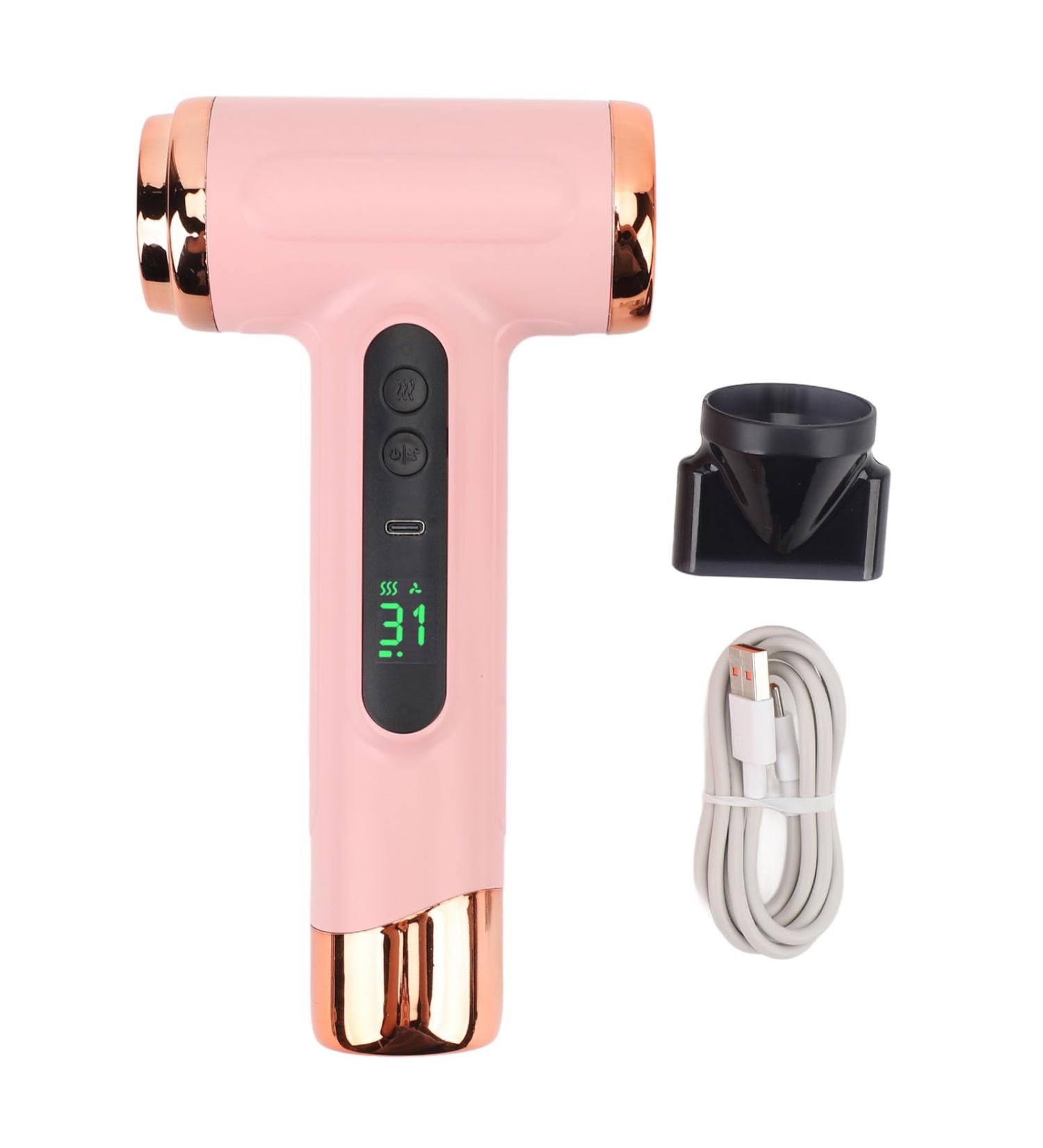Hair Dryer 15000mAh Portable Hair Dryer USB Rechargeable Travel Hair Dryer with Concentrator Turbo Heat and Cold Shot Features 200W Cold Hot Wind for Fast Drying As Salon - Buy Online on GoSupps.com