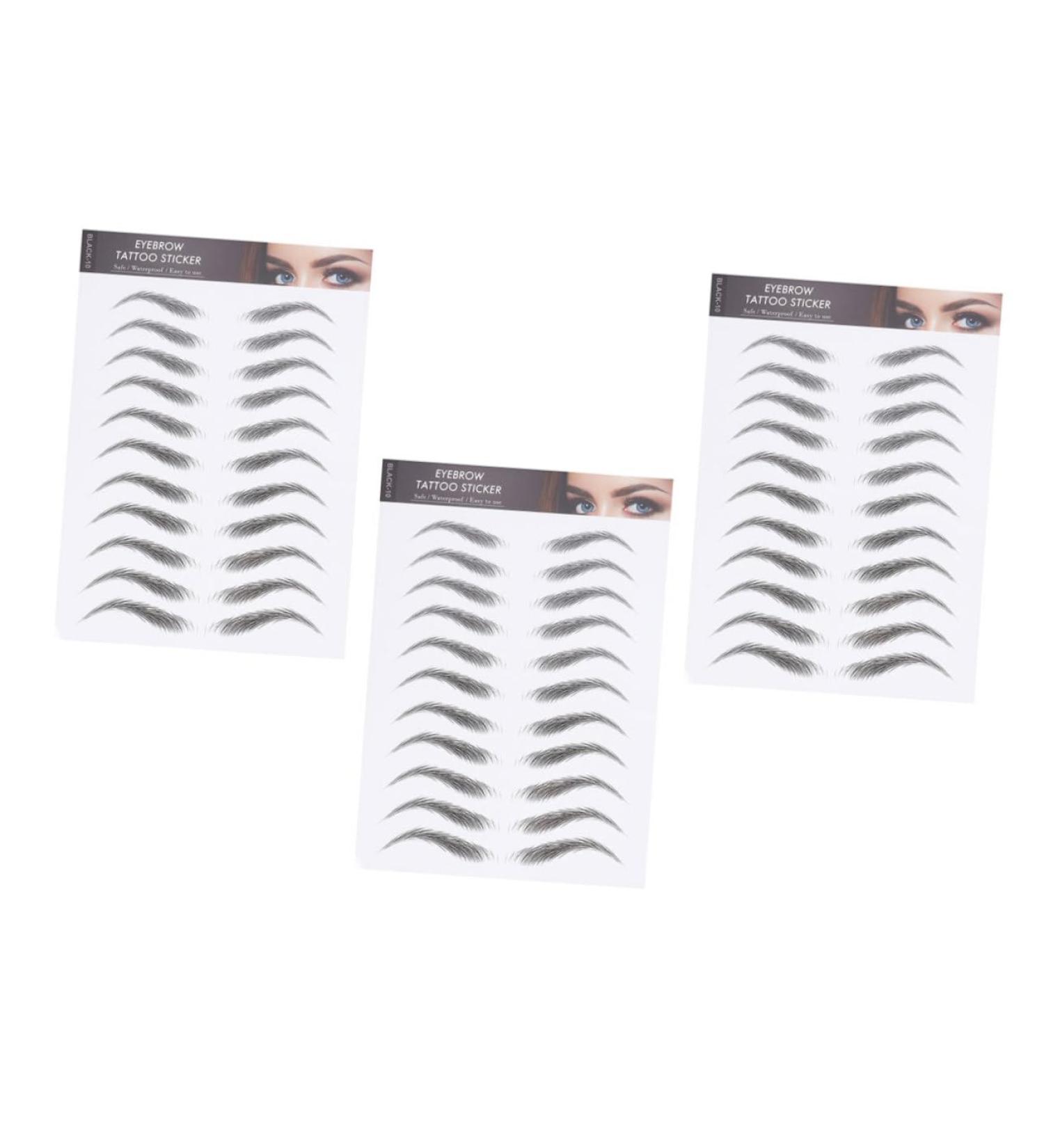 Baluue 6 Sheets Waterproof Eyebrow Stickers Makeup Stickers Stick on Eyebrows Make up Kit Transfer Stickers 21x15cmx2pcs Black 2x2pcs - Buy Online on GoSupps.com
