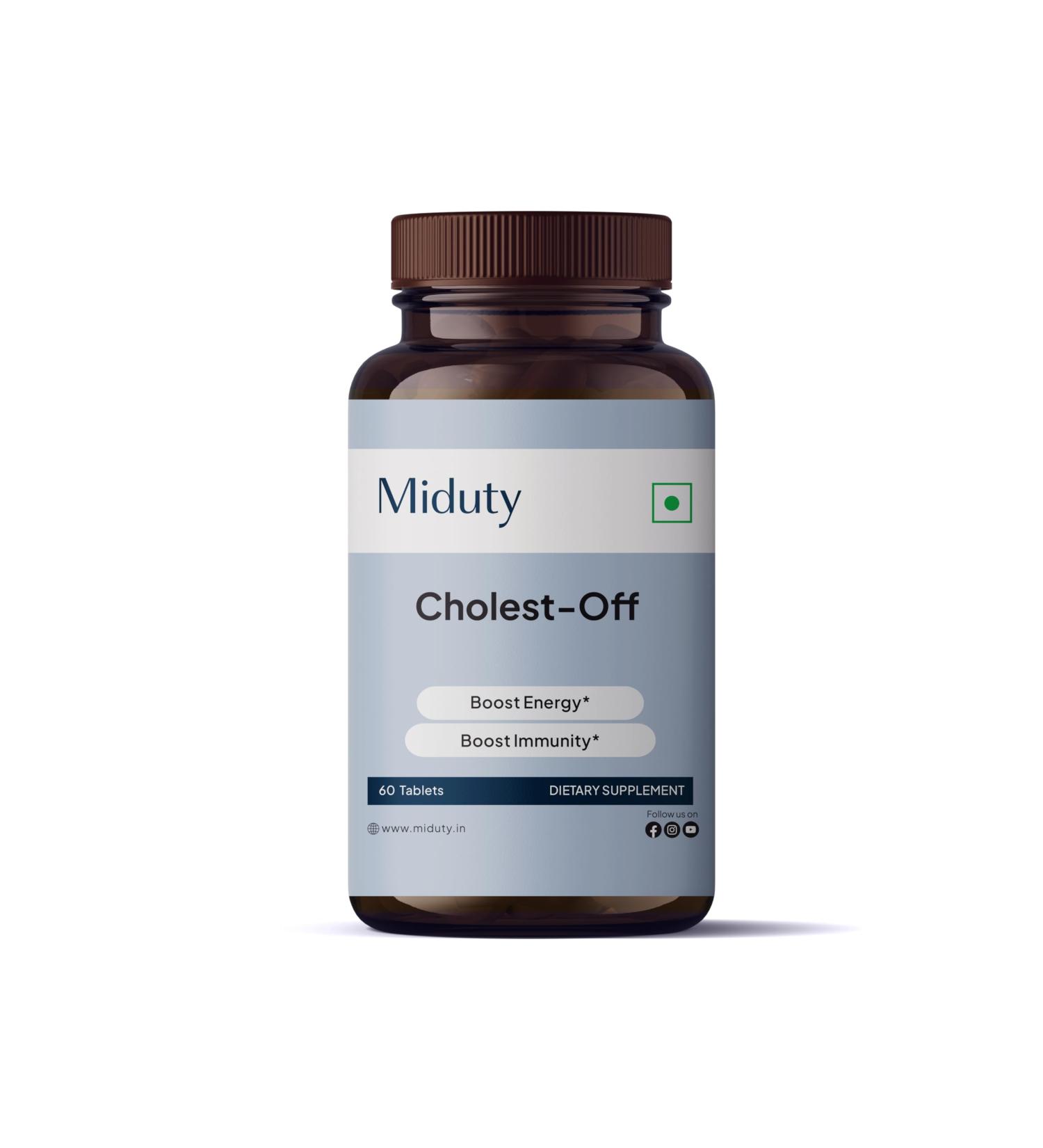 Miduty by Palak Notes Cholest - Off - Pine Phytosterol - Niacin - Bergamot Orange Fruit Extract - Aged Garlic Allium Sativum Extract - Gluten Free - Non-GMO - 60 Tablets - Buy Online on GoSupps.com