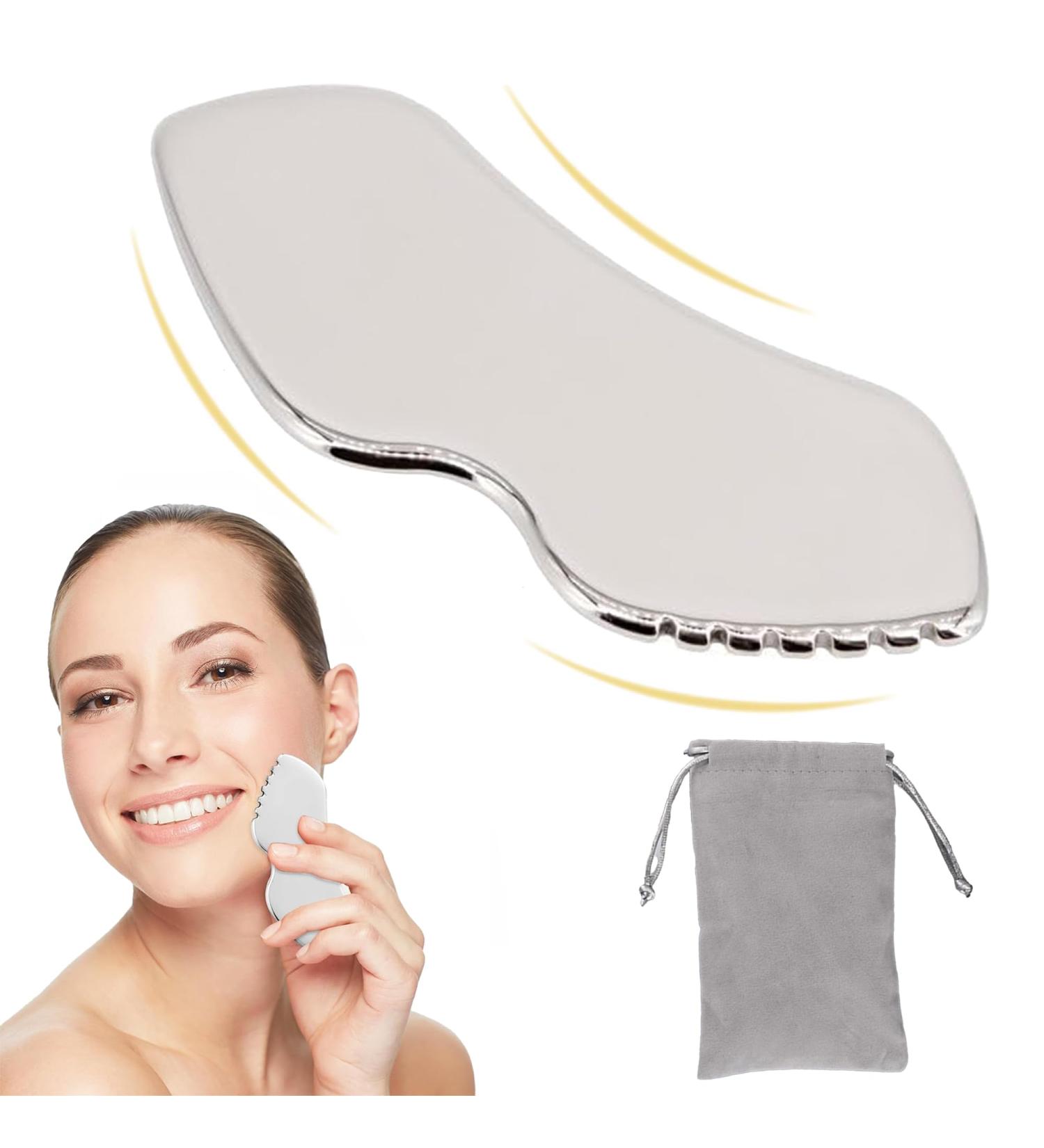 Guasha Facial Tool Metal Gua Sha Tool Scraping Facial Massager Stainless Steel Gua Sha Tool for Eyes Face Neck Body Tighten Skin Reduce Puffiness Face Sculpting Device(Large) - Buy Online on GoSupps.com