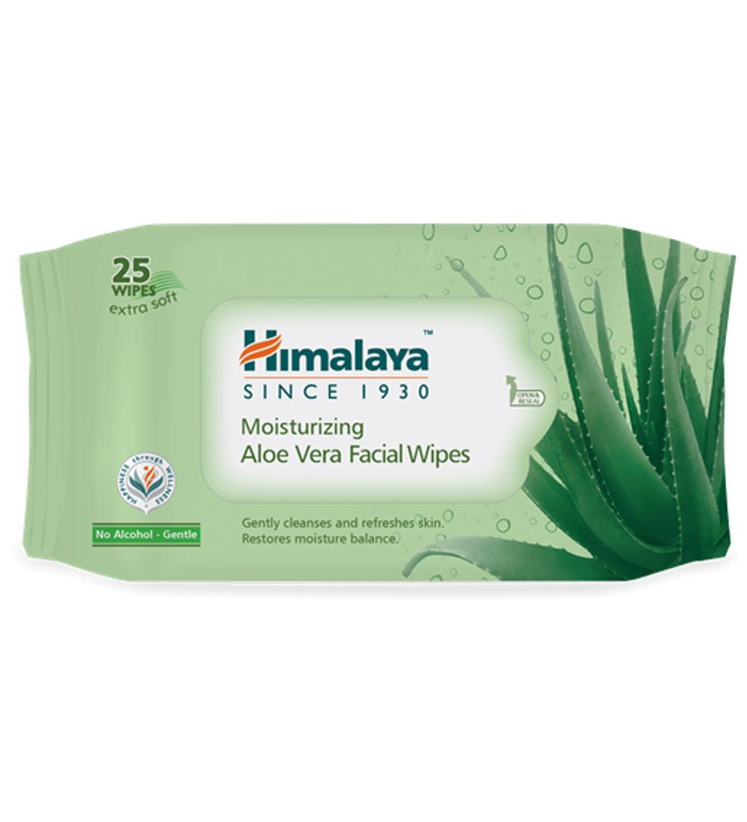 Himalaya Moisturising Aloe Vera Facial Wipes - 25 Wipes | Hydrating & Refreshing Skincare | International Shipping Available - Buy Online on GoSupps.com