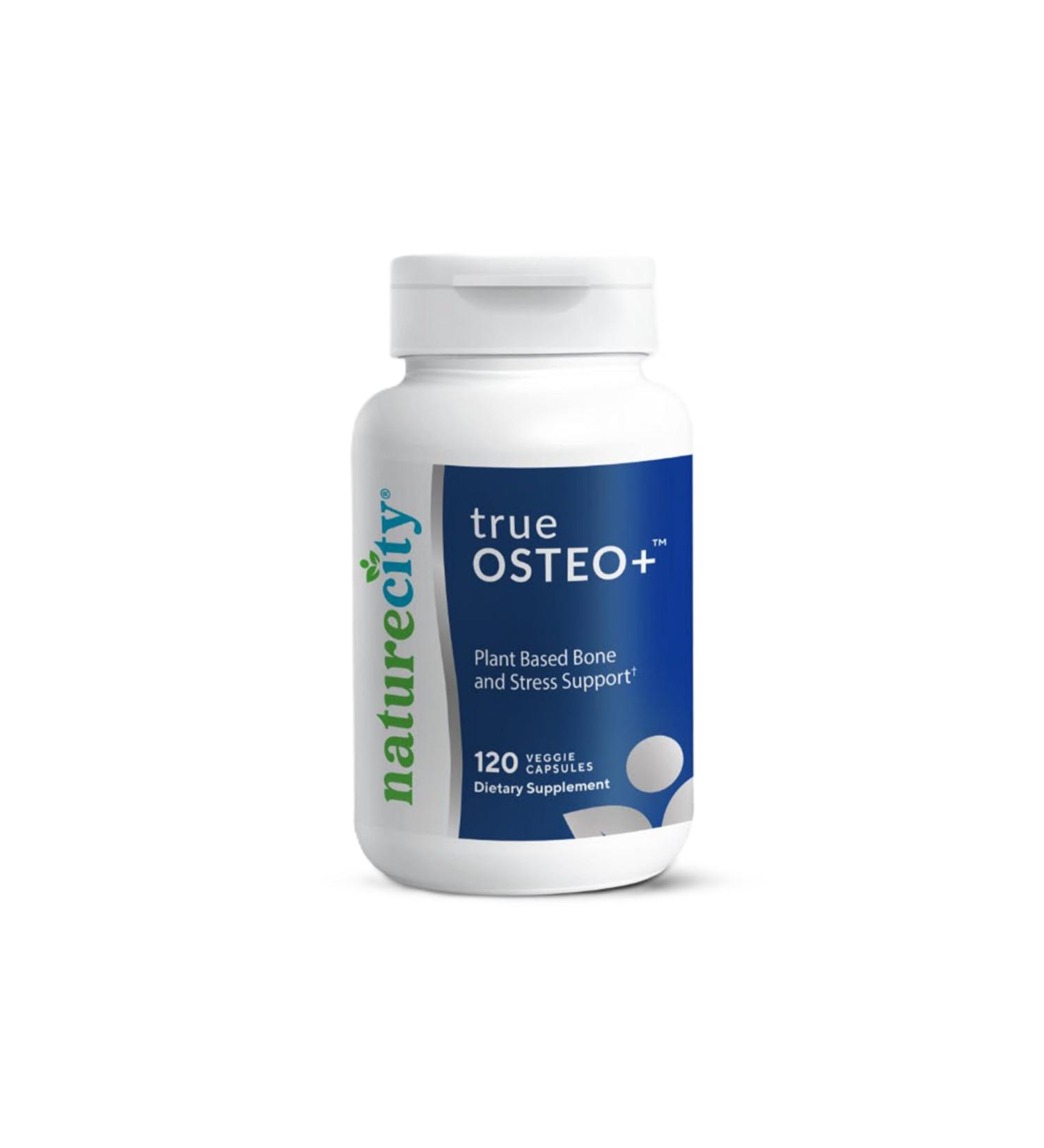 NatureCity True-Osteo Bone Support Supplement Plant-Based Formula with AlgaeCal Calcium Magnesium Vitamin D3 K2 & Silicon | Gentle on Stomach (120 Veggie Capsules) 120 Count (Pack of 1) TrueOsteo Plus- Pack 1 - Buy Online on GoSupps.com