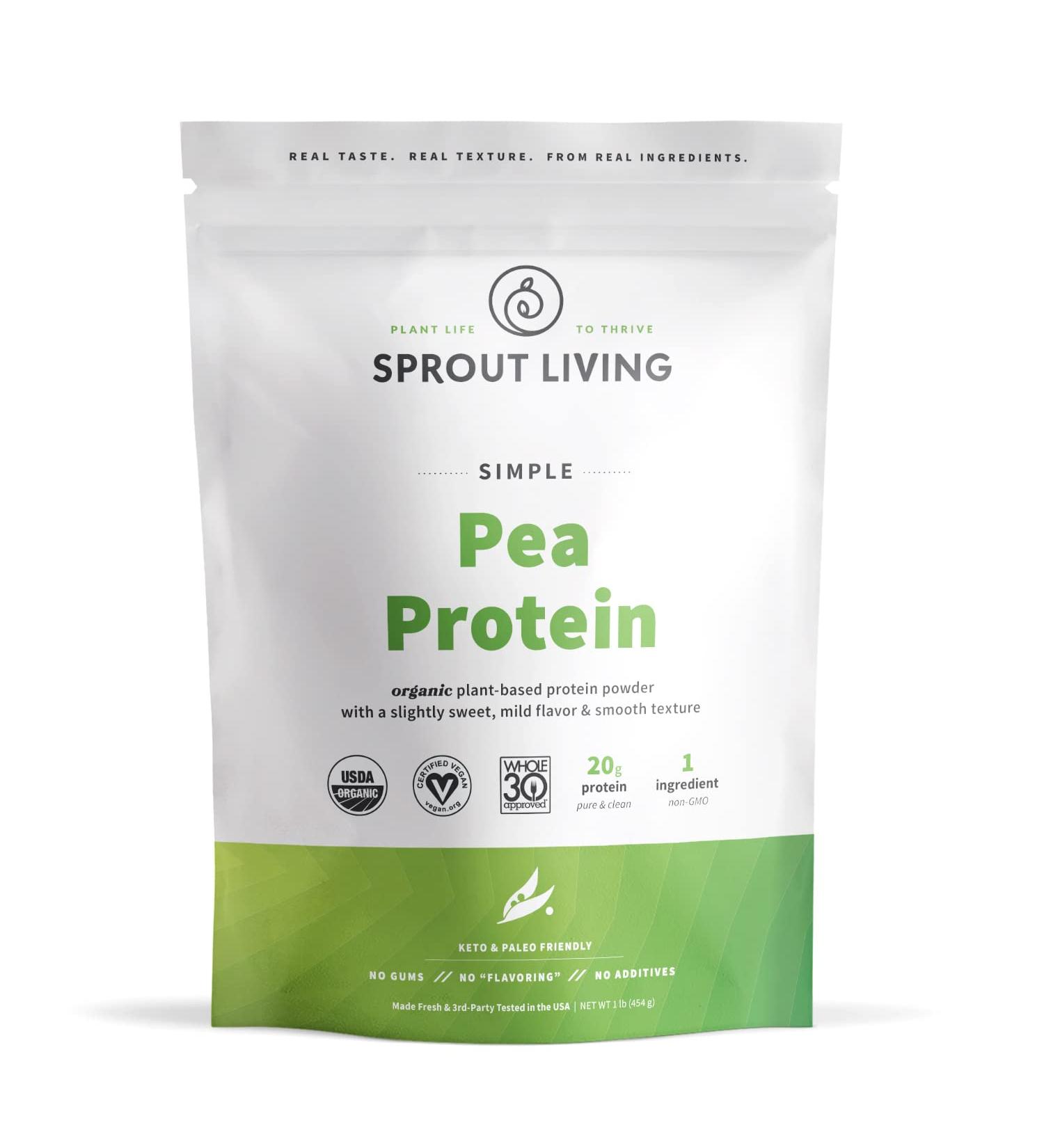 Sprout Living Organic Pea Protein Unflavored - 1 lb | Plant-Based Protein Powder - Buy Online on GoSupps.com