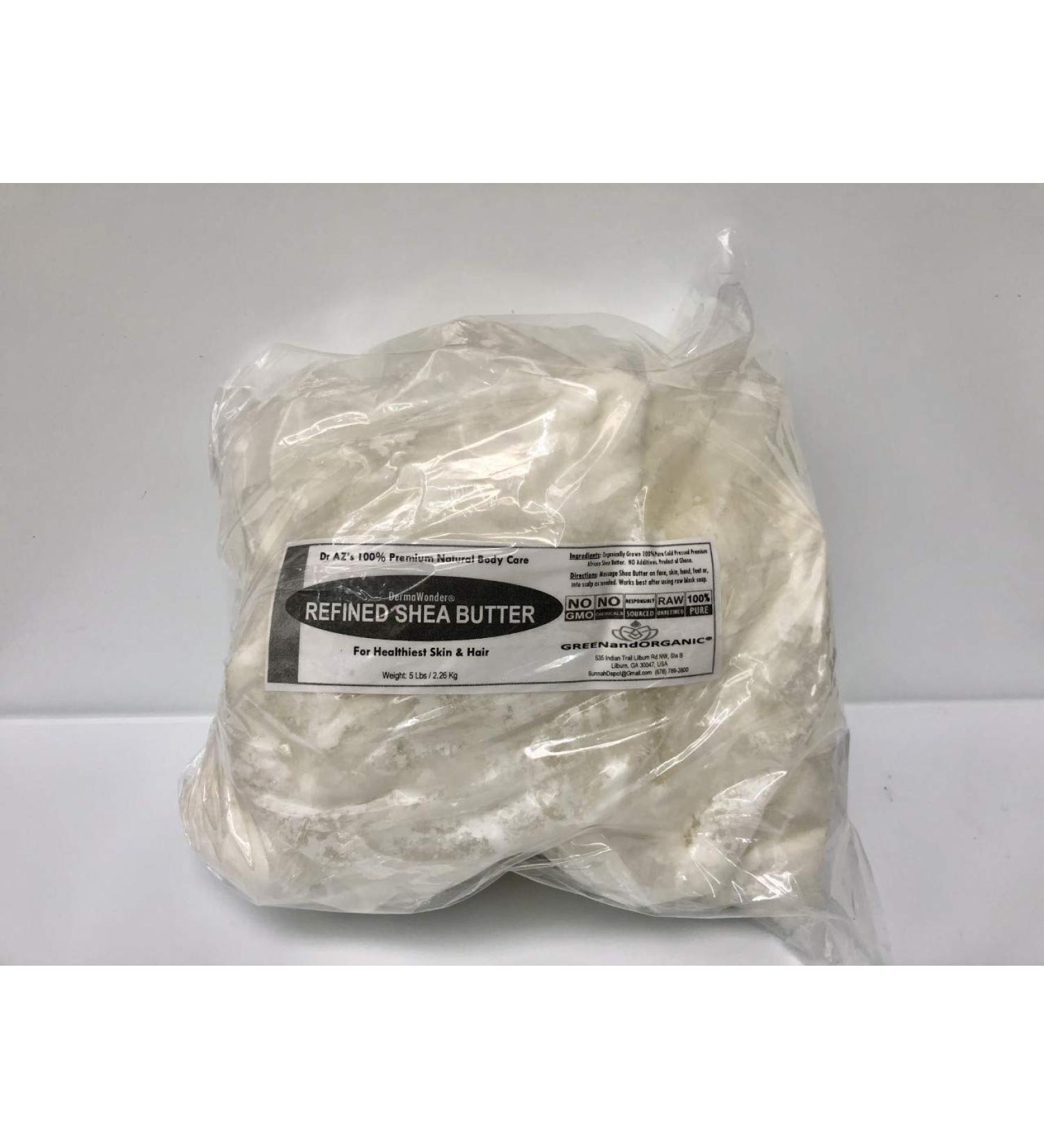 Premium 100% Natural White Refined African Shea Butter 5Lbs - Organic Grade A Ghana - Cold Pressed for Skin, Hair & Scalp - Non GMO - Green & Organic - Buy Online on GoSupps.com