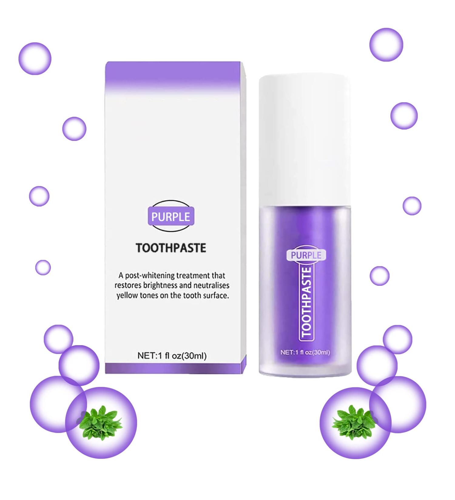 Purple Teeth Whitening Toothpaste - Effective Stain Removal & Gum Repair for Yellow Teeth - Buy Online on GoSupps.com