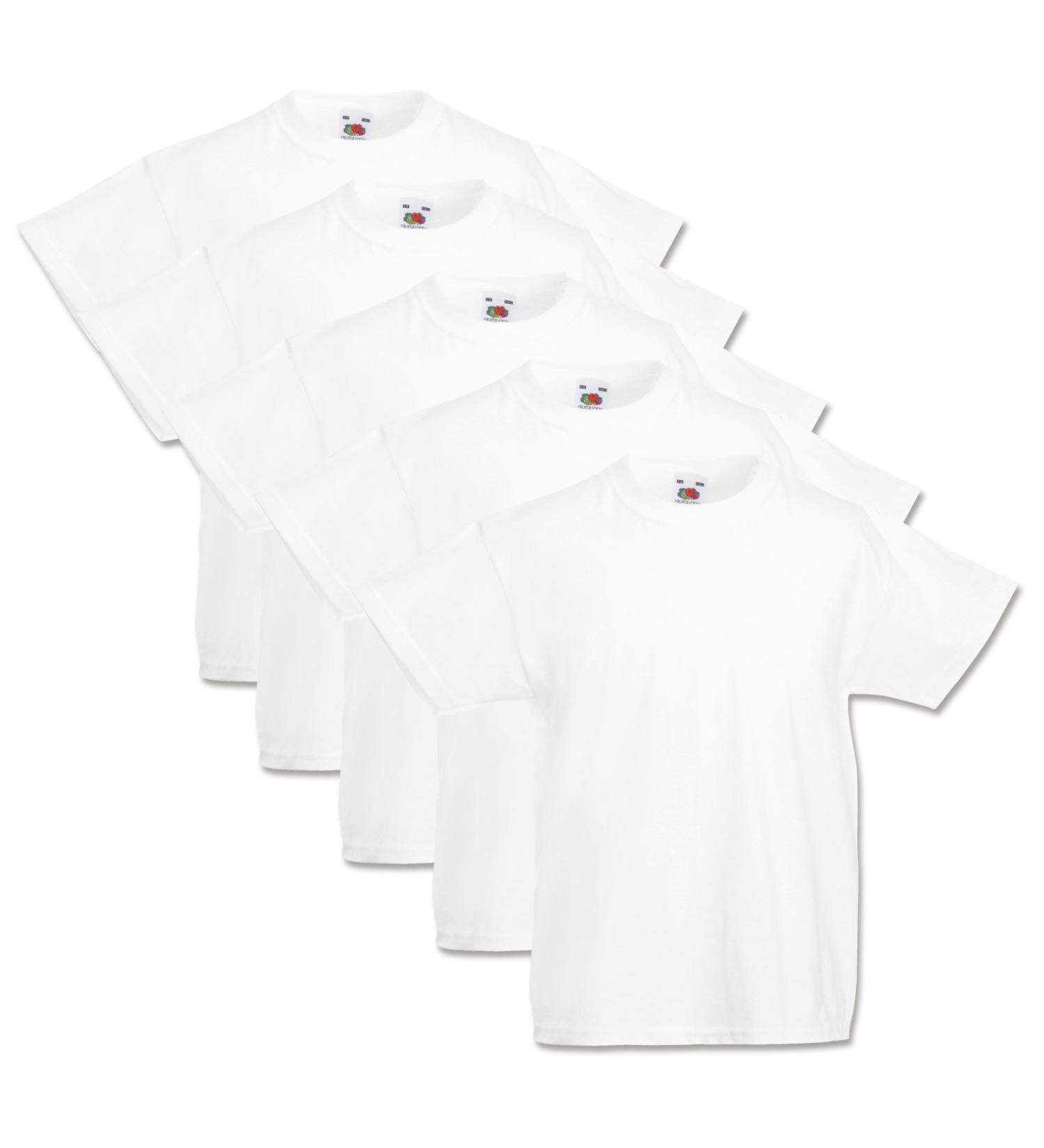 Fruit of the Loom 5 Kids T-Shirts Valueweight 104 116 128 140 152 Various color sets selectable 100% cotton 140 White