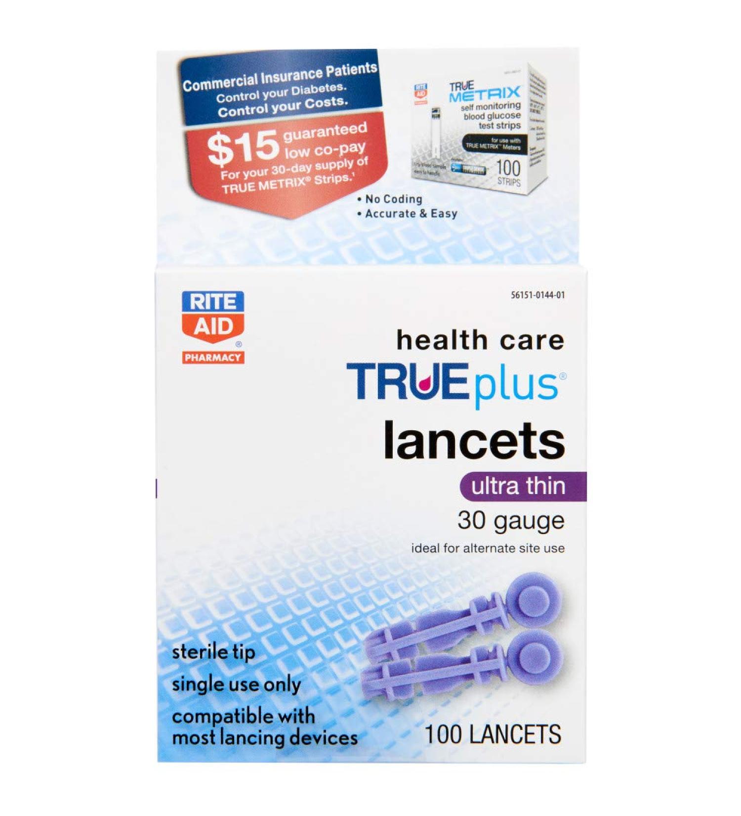 Rite Aid Lancets 30 Gauge 100ct - High-Quality Blood Lancets for Blood Glucose Testing - Buy Online on GoSupps.com