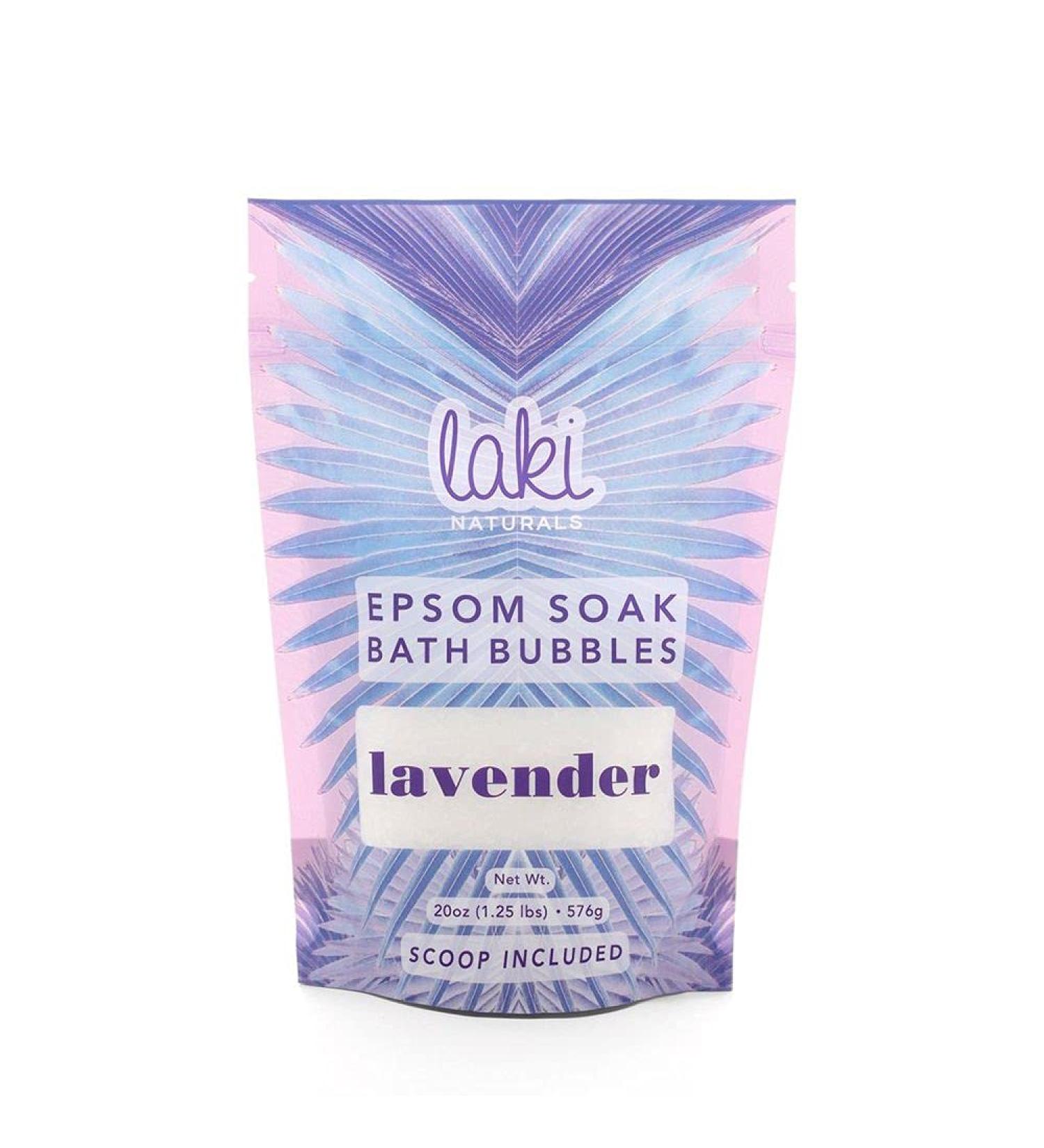 Laki Naturals Lavender Epsom Soak Bath Bubbles - 20oz (566g) | Coconut-Based, Paraben-Free Detox Bubble Bath with Epsom Salts for Relaxation - Buy Online on GoSupps.com
