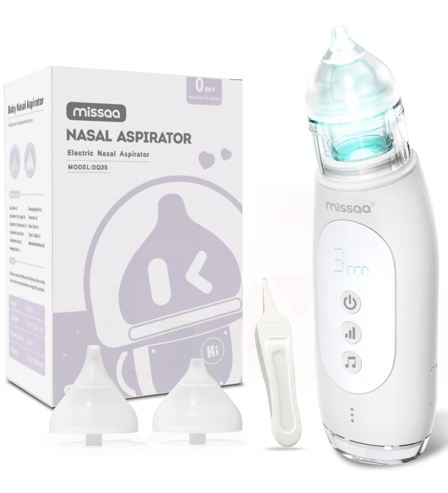 MISSAA Baby Nasal Aspirator - Rechargeable Nose Sucker for Newborns, Infants, and Toddlers - Self-Cleaning, 3 Power Levels, Light & Music Mode - Perfect Gift for Mommy - Buy Online on GoSupps.com