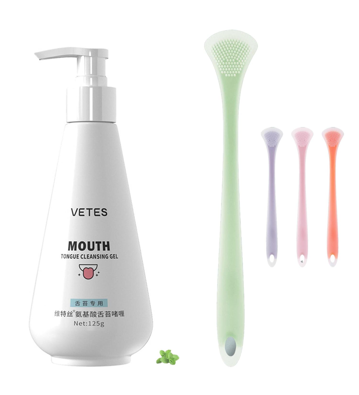 Tongue Scraper & Brush Gel Kit (5 in 1) | Freshen Breath Improve Hygiene | Minty Care for Adults & Kids - Buy Online on GoSupps.com