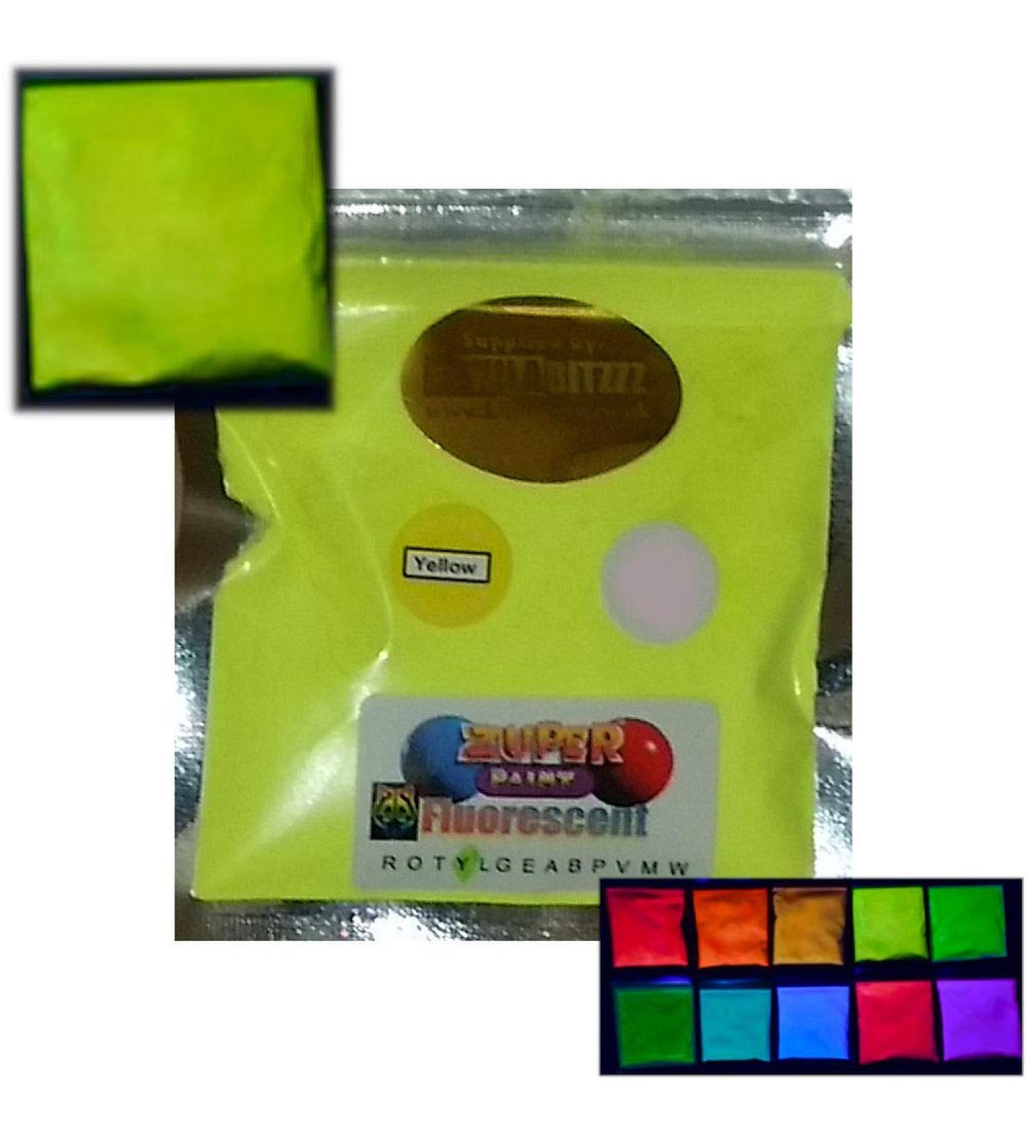  ZUPERPAINT Fluorescent Ultraviolet Neon UV Blacklight Glitter Powder - Choose from 10 Colors - Yellow 25g - Buy Online on GoSupps.com