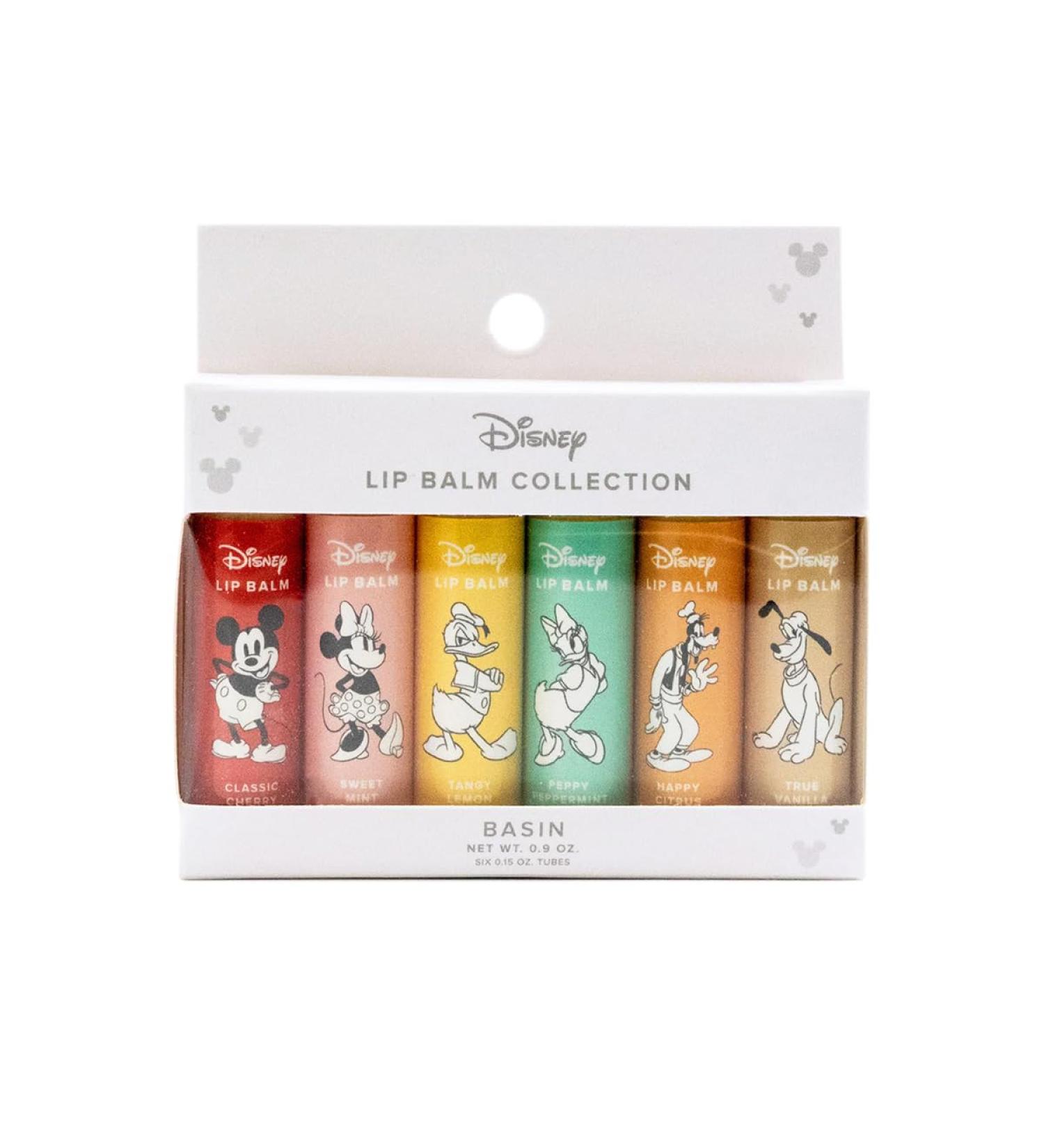 Basin Disney Mickey Mouse & Friends Lip Balm Collection | 6 Pack Classic Flavors (Cherry Mint Lemon Peppermint Citrus Vanilla) | Organic Clean Beauty Official Disney Made in USA Mickey & Friends - Buy Online on GoSupps.com