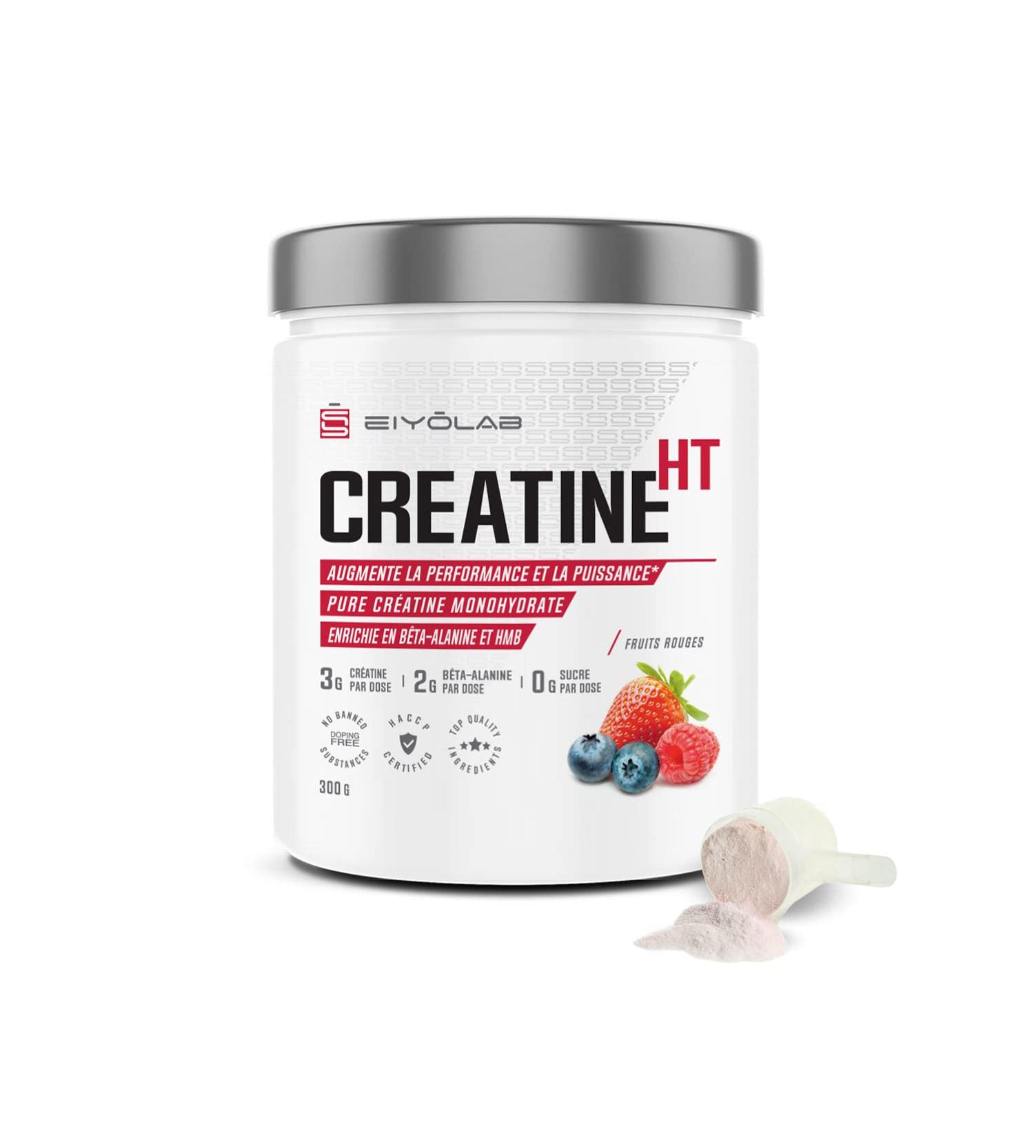 CREATINE HT | Pure Creatine Monohydrate Powder | Enriched with Beta Alanine and HMB | Muscle Performance Booster | No Additives | Easy Blend Red Fruit Flavor | 300g | Eiyolab - Buy Online on GoSupps.com