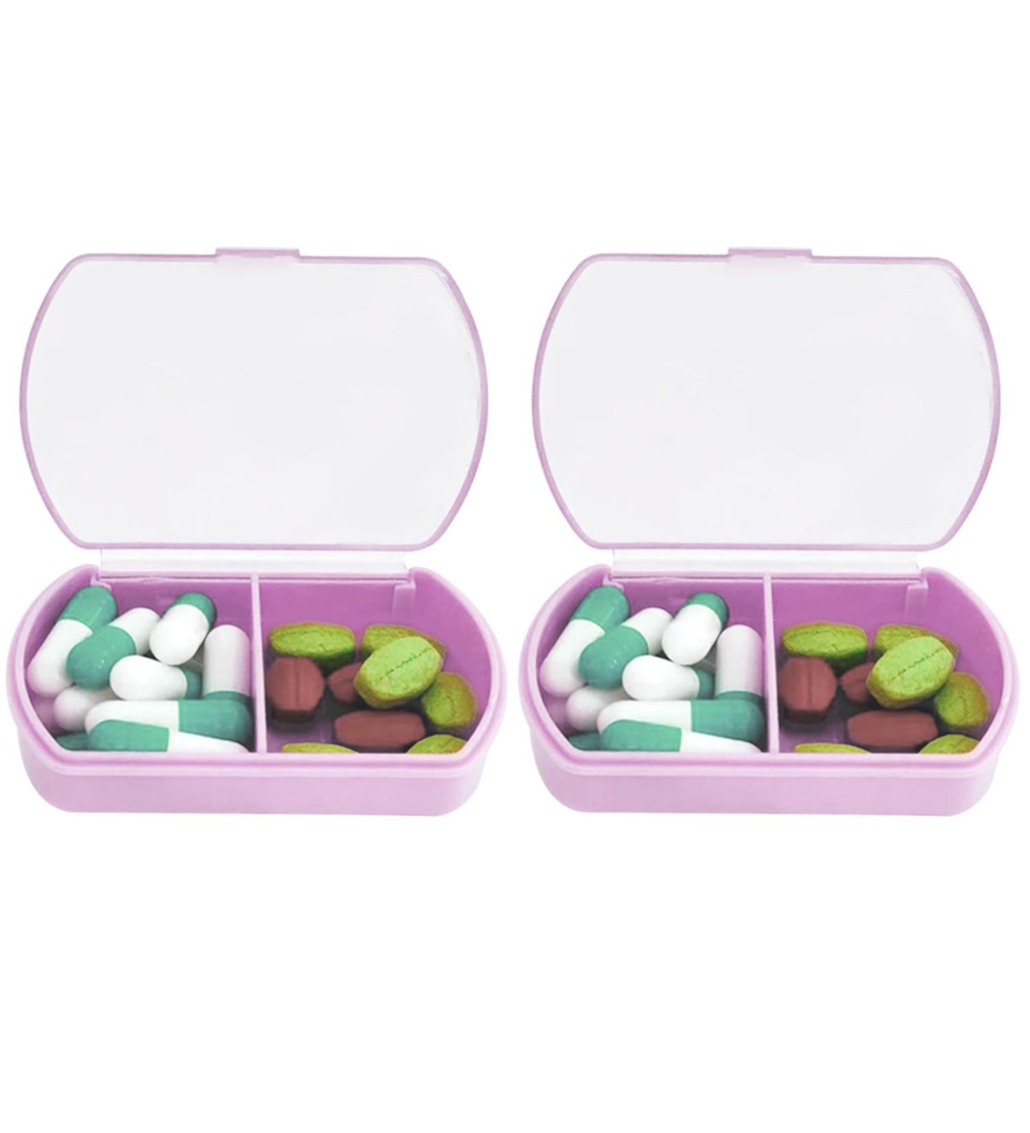 2PCS Cute Purple Travel Pill Box | Portable Daily Medicine Organizer for Vitamins & Supplements - Buy Online on GoSupps.com