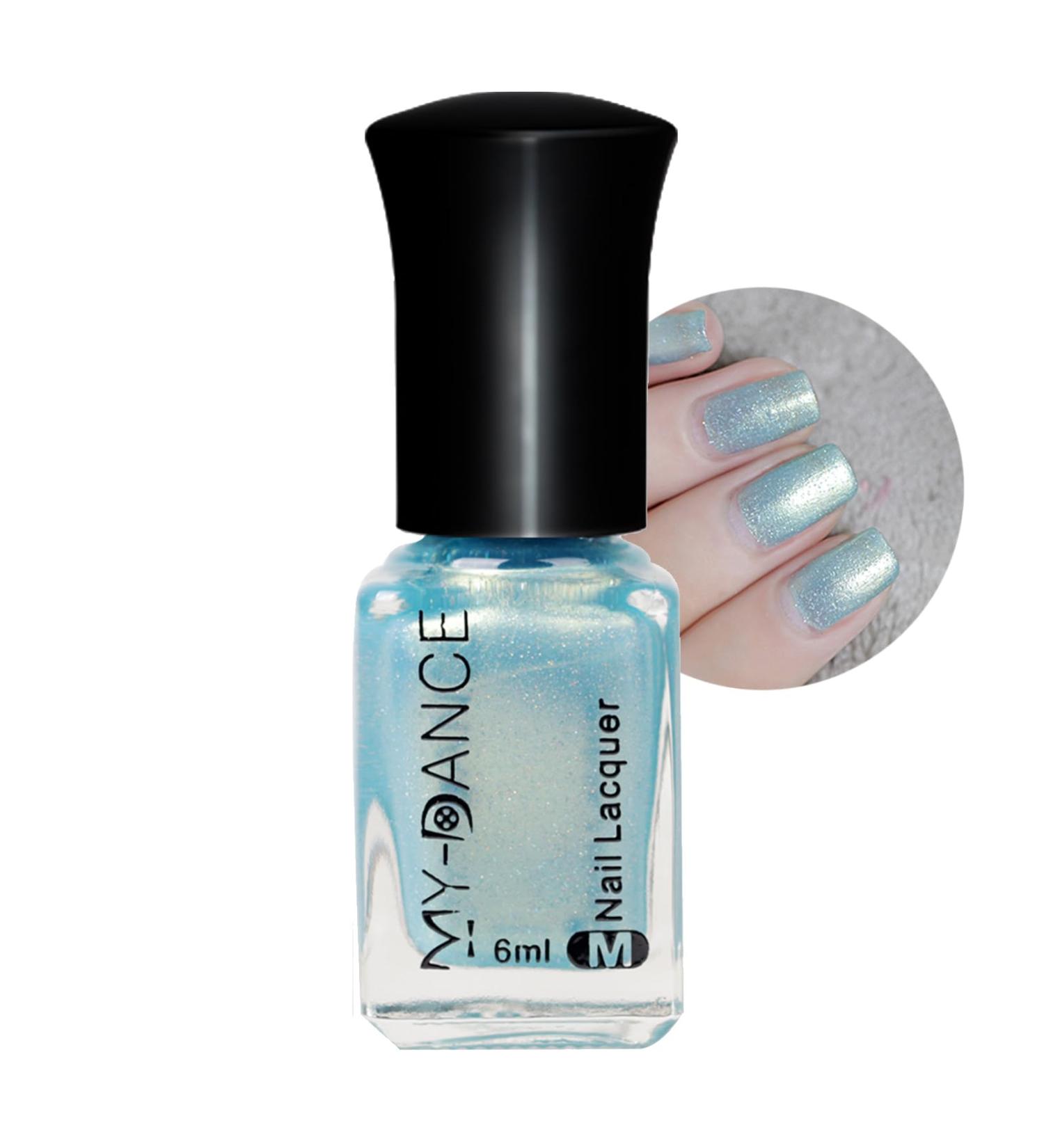 Nail Polish Blue Glitter Nail Polishes Pearl Chrome Nail Varnish Quick Drying & Long Lasting Mermaid Nail Color Gel No Need Cure Holo Nail Gel for Women Girls Manicure DIY at Home BK008 - Buy Online on GoSupps.com