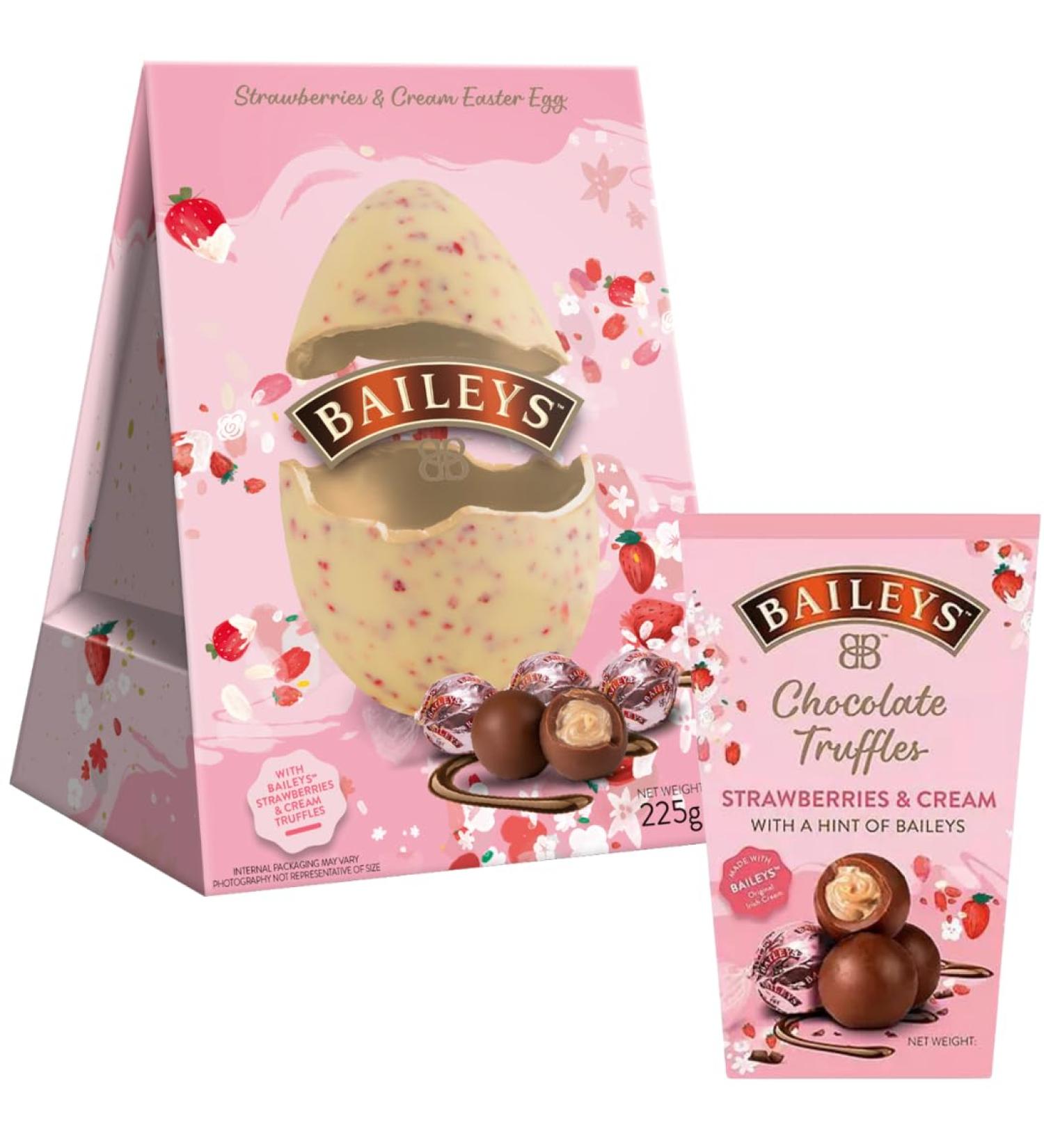Easter Egg & Chocolate Truffles Bundle With Baileys Chocolate Truffles Strawberries & Cream Box 205g and Strawberry & Cream Truffle Easter Egg 225g (2 Pack) - Buy Online on GoSupps.com