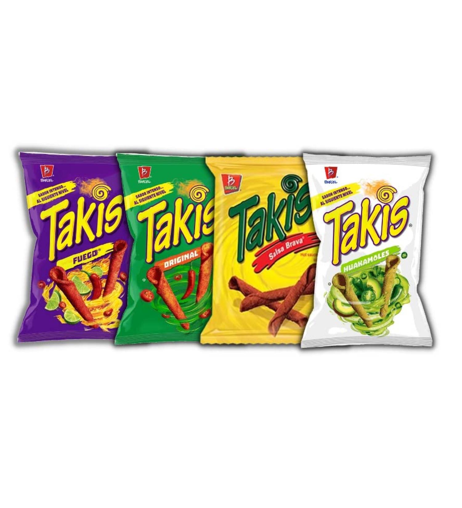 Barcel Takis Chips Variety Pack - Original, Fuego, Salsa Brava, Huakamoles - Imported from Mexico - 4 Bags x 70g - Buy Online on GoSupps.com