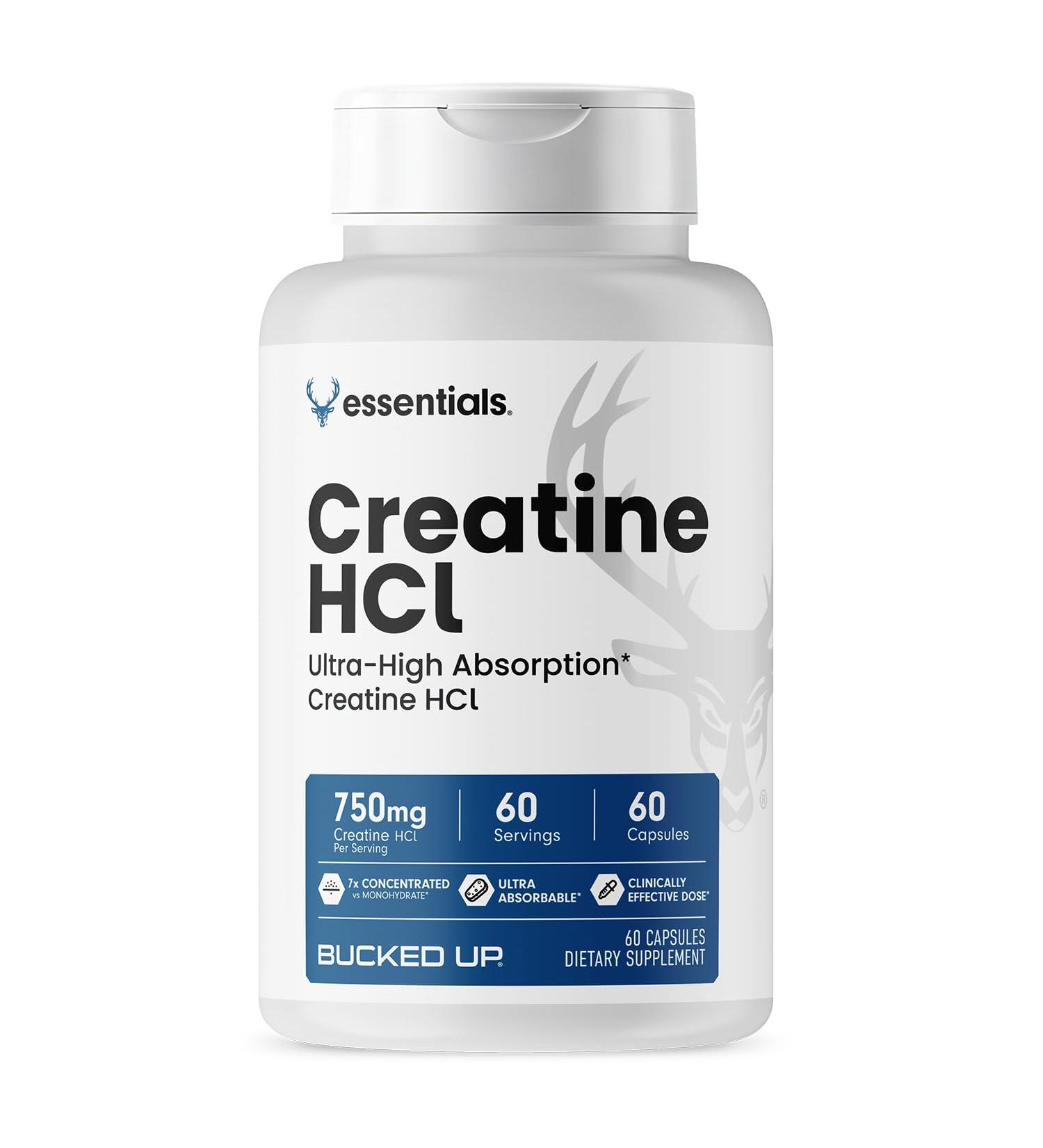 Bucked Up - Creatine HCL 750mg Serving - 60 Servings (60 Capsules) - Buy Online on GoSupps.com
