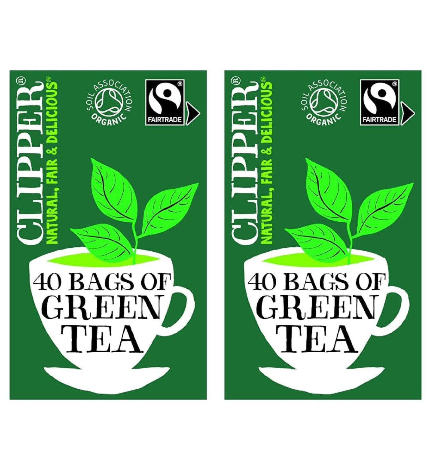 Clipper Organic Pure Green Tea Bags | Box of 40 Teabags | Organic Tea for Home & Office | Eco-Conscious Fair Trade Tea | Natural Unbleached Plant-Based Compostable & Biodegradable Tea Bags - Buy Online on GoSupps.com