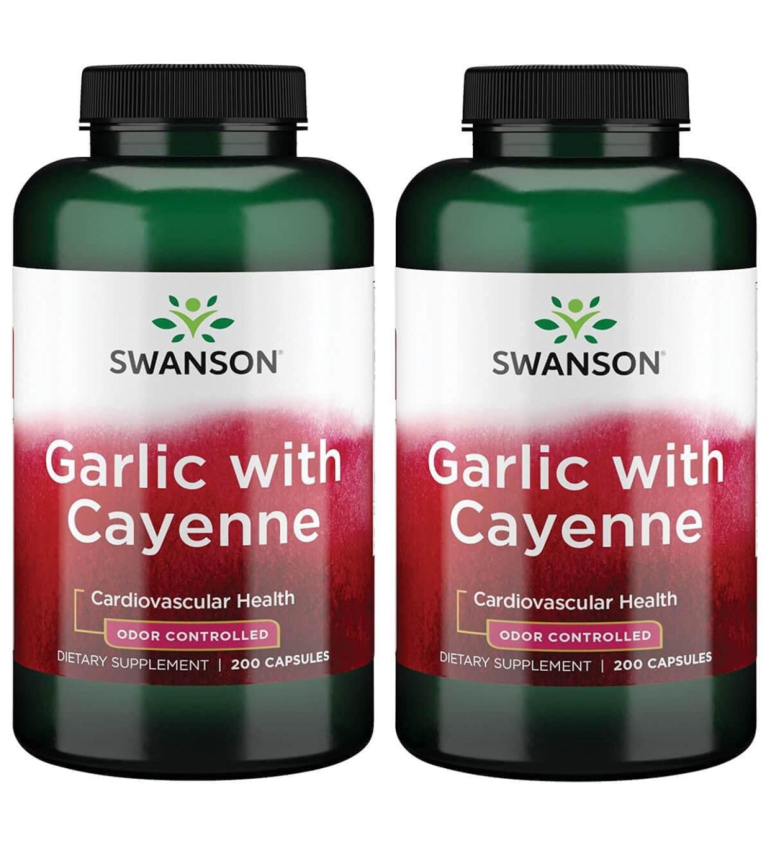 Swanson Garlic with Cayenne 200 Capsules (2 Pack) - Immune Support Supplement - Buy Online on GoSupps.com