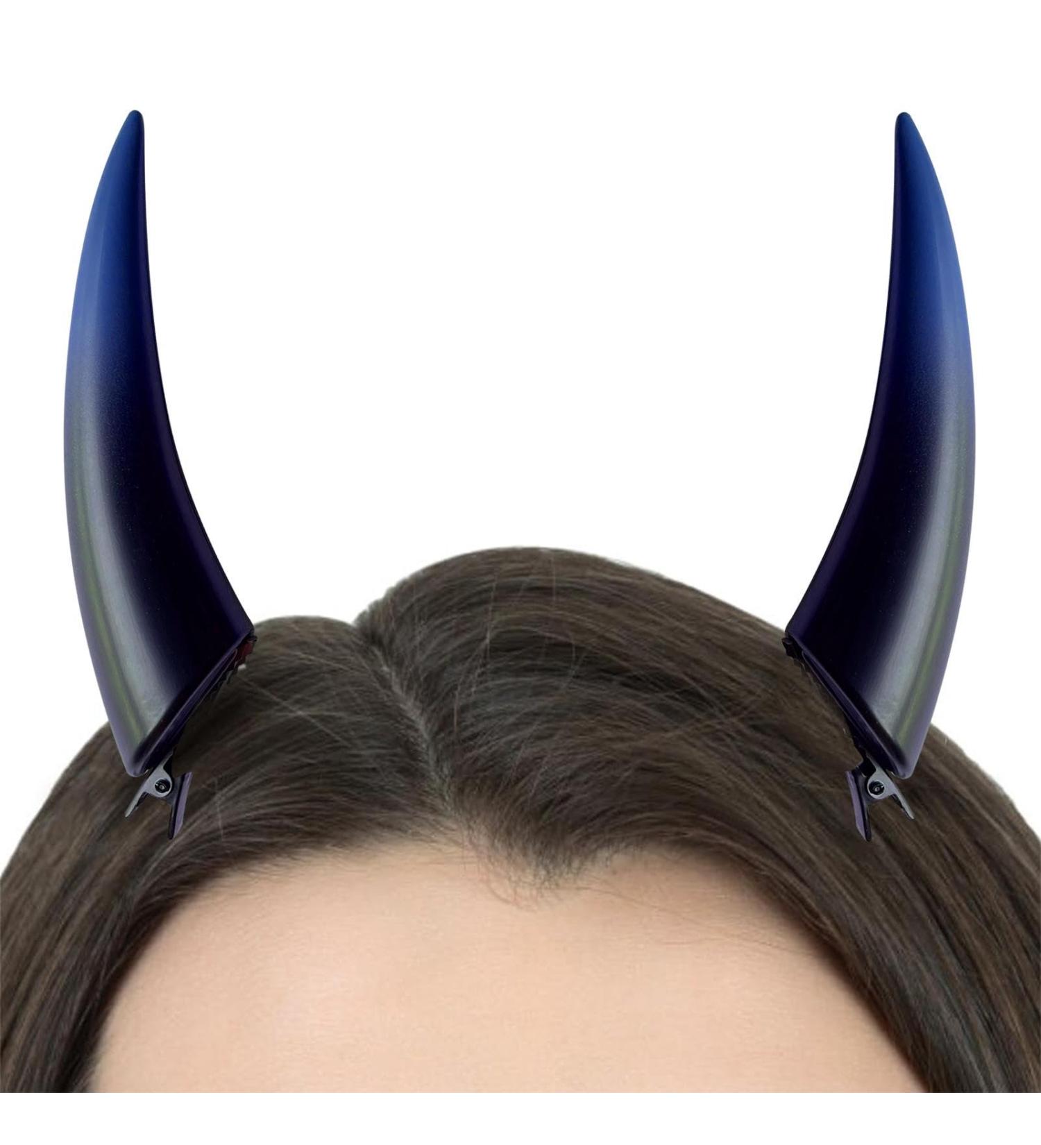 Devil Horns Hair Clips | Devil Horns Costume | Halloween Cosplay Costume Headwear Accessories Gothic Devil Horns Hairpin Gothic Scary Horns Cosplay Purple - Buy Online on GoSupps.com
