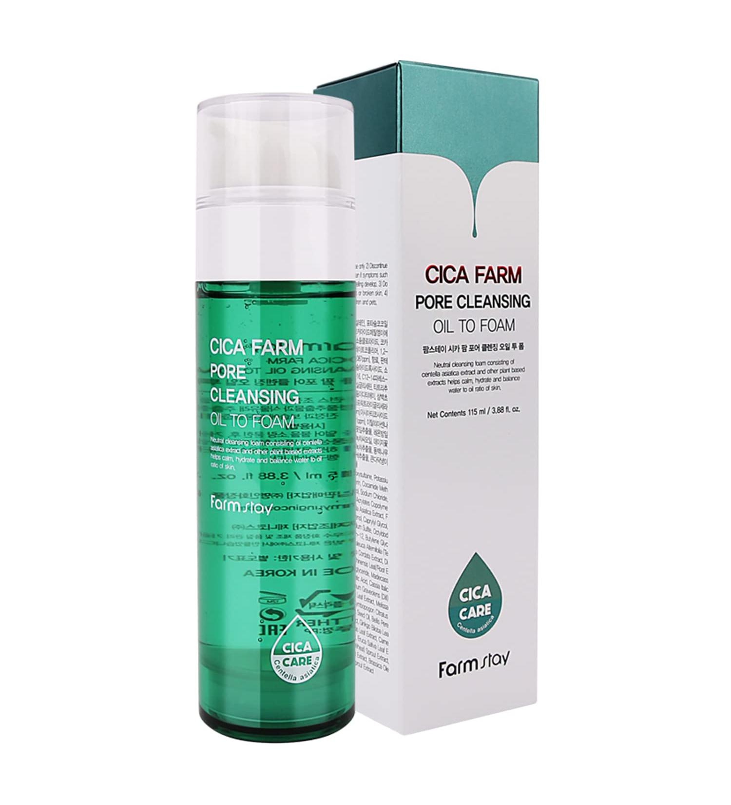 Farmstay Cica Pore Cleansing Oil 3.88 oz - Gentle Daily Facial Cleanser for Clear & Glowing Skin | International Shipping - Buy Online on GoSupps.com
