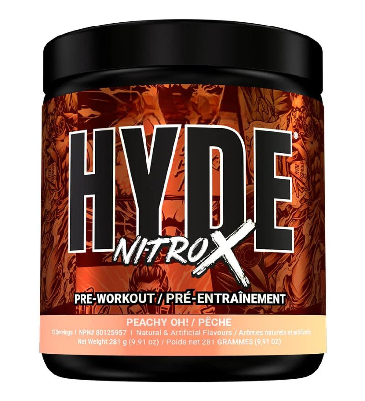 Mr Hyde NitroX Pre-Workout | Pre-Workout Powder for Energy Pumps Powder & Focus | Powered by 400mg Caffeine L-Citrulline Creatine HCL | 225g 60 Servings (Peach) - Buy Online on GoSupps.com