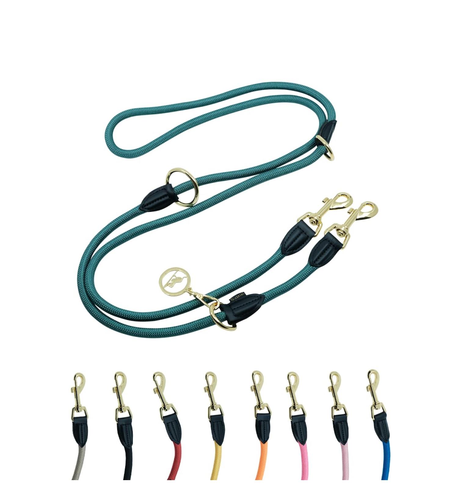 Hundeleine 3M Velvetier Adjustable Paracord for Large & Medium Dogs | Durable Nylon Double Leash with 2 Carabiners in Dark Green - Buy Online on GoSupps.com