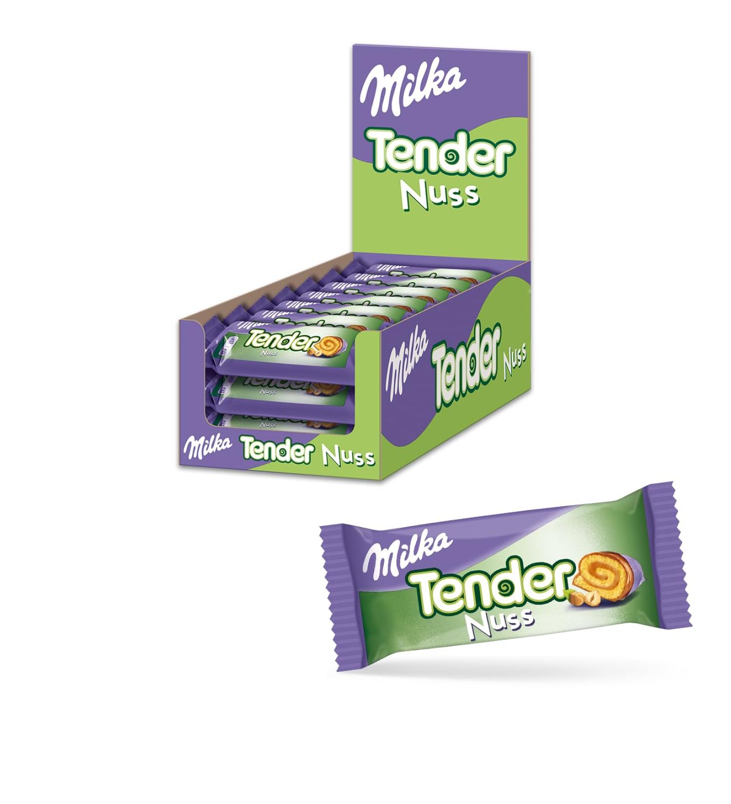 Milka Tender Nut 21 x 37g - Delicious Sponge Roll with Hazelnut Filling & Milk Chocolate | International Shipping - Buy Online on GoSupps.com