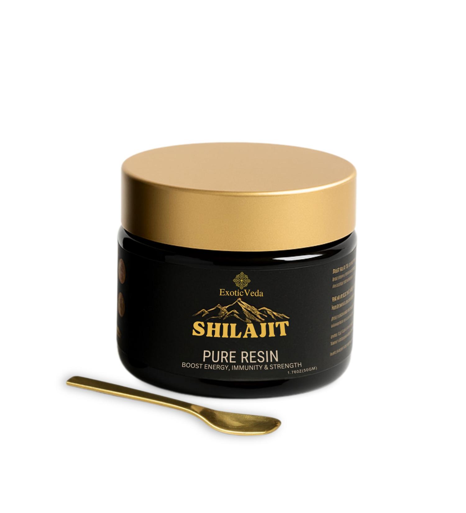 Exotic Veda Pure Himalayan Shilajit Resin 50g 70% Fulvic Acid Lab Tested Authentic Mineral Pitch Natural Energy Strength & Immunity Support for Men & Women - Buy Online on GoSupps.com