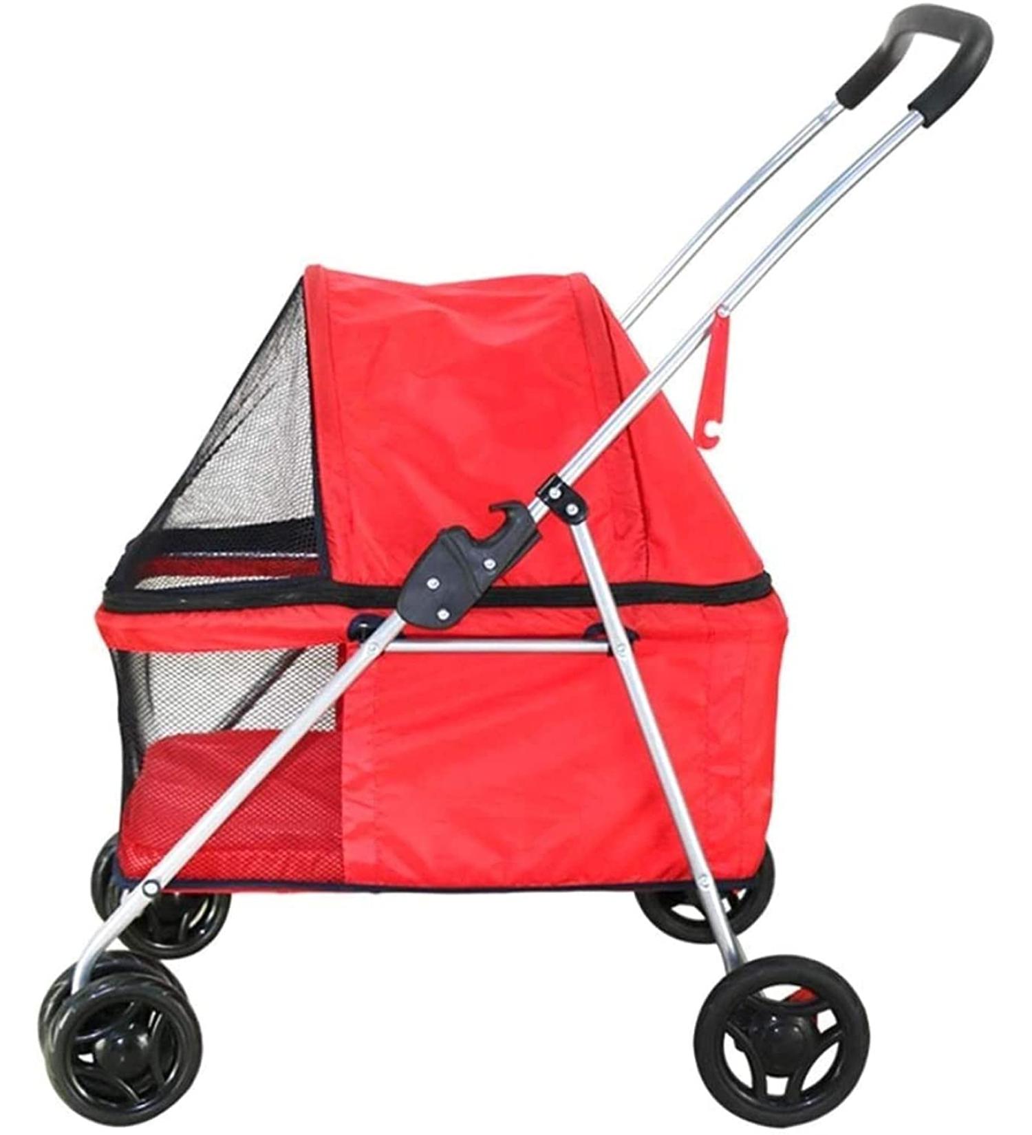 Premium Heavy Duty Dog/Cat/Pet Travel Carriage with Convertible Compartment/Zipperless Entry/Reversible Handlebar/Pump-Free Rubber Tire (B) - Buy Online on GoSupps.com