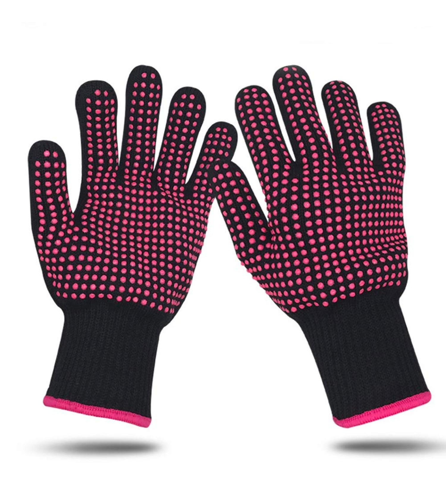 Lessmon Heat Resistant Hair Styling Gloves - Non-Slip Silicone Grip Pink | 1 Pair - Ideal for Safe Hair Styling - Buy Online on GoSupps.com