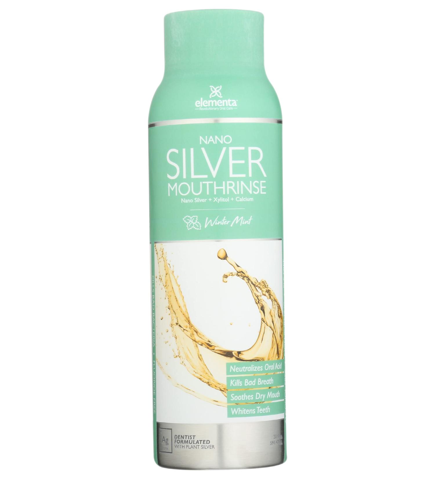 Elementa Nano Silver Winter Mint Scent Mouth Rinse Fluoride Free Alcohol Free 20 Fluid Ounce (Pack of 1)