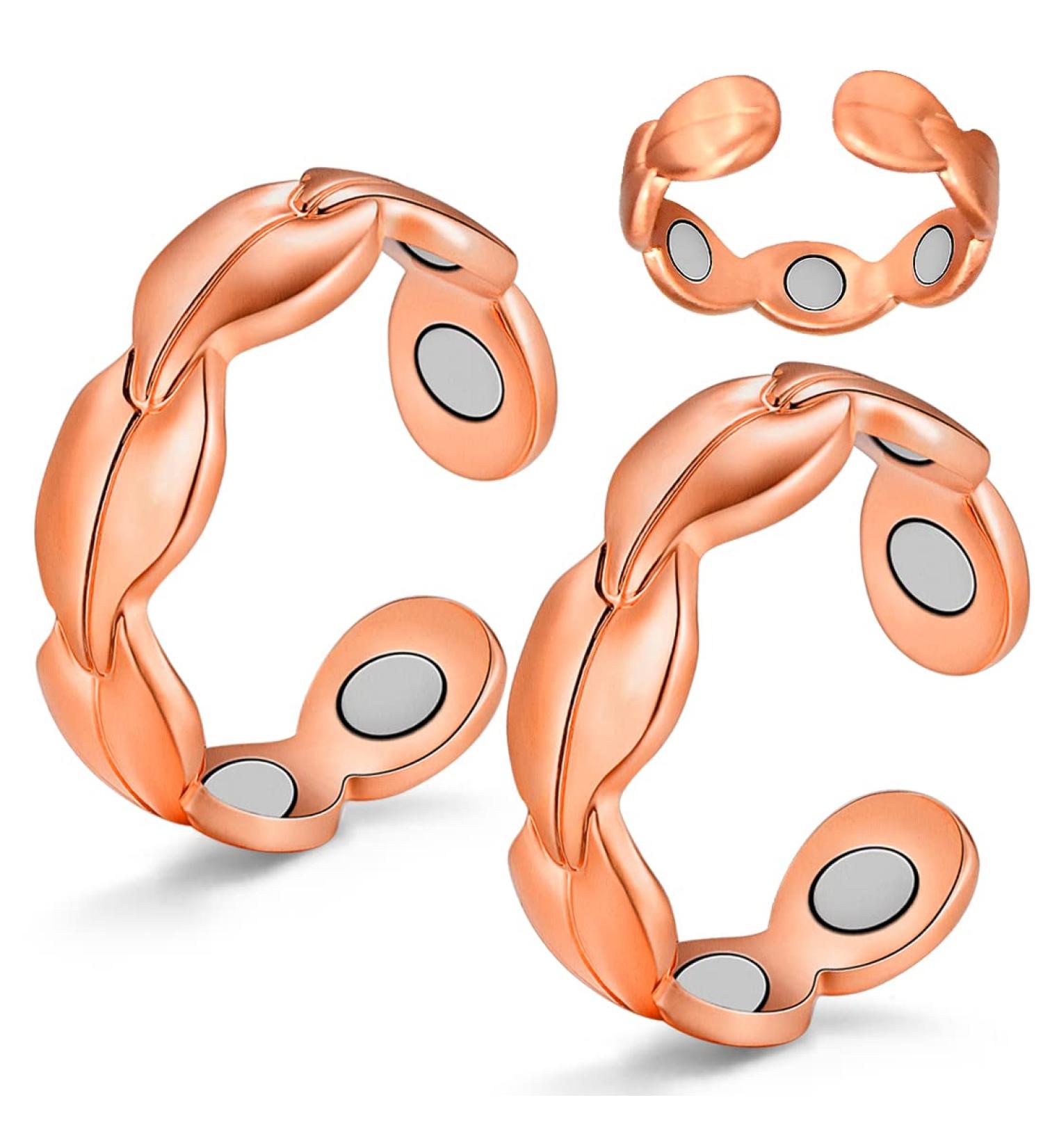 Vicmag 2PCS Copper Rings for Women | Ultra Strength Magnetic 99.99% Solid Pure Copper | Adjustable | Gift Box Included - Buy Online on GoSupps.com