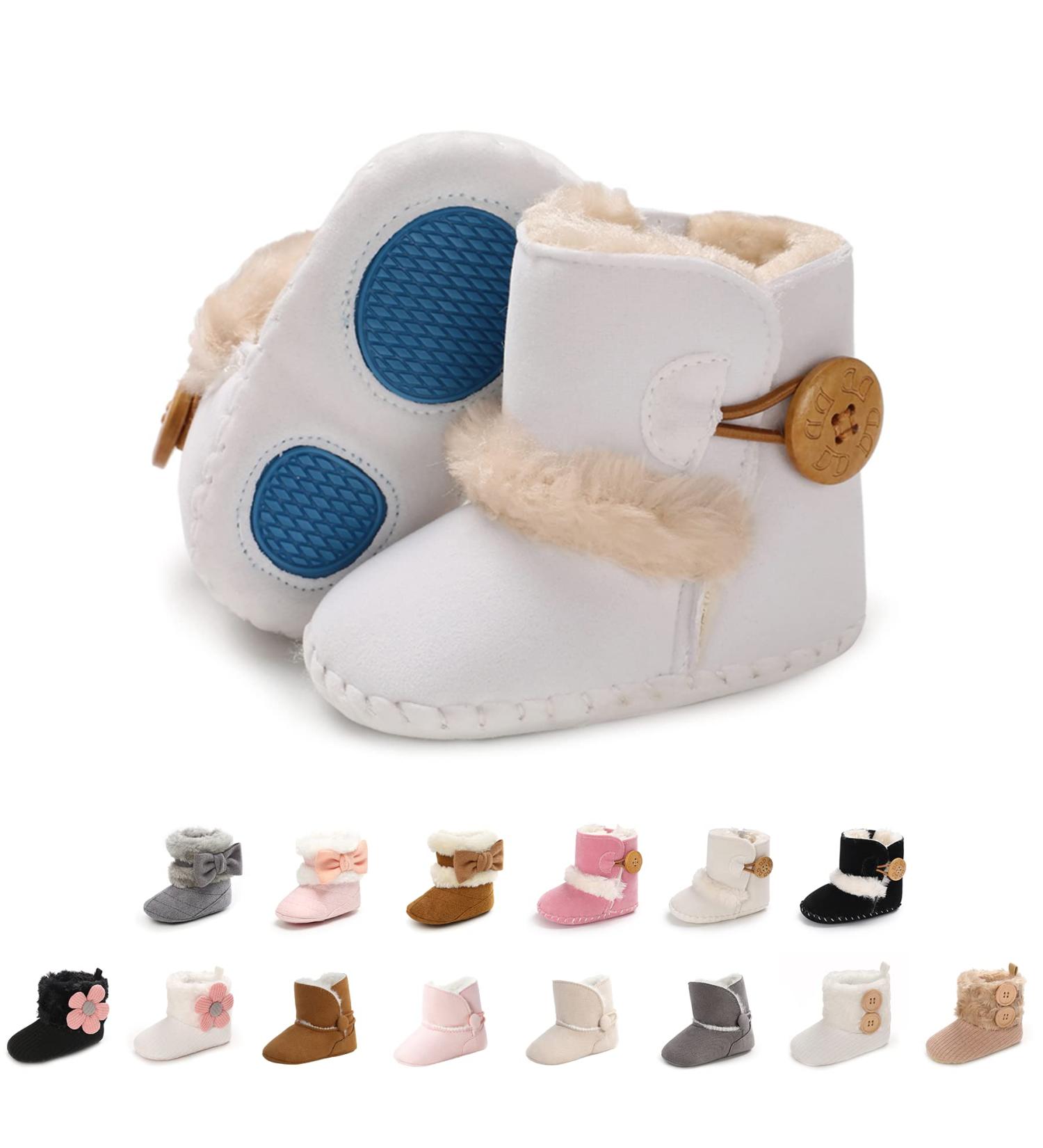 EDOTON Baby Warm Button Design Snow Boots | Soft Non-slip Sole | 6-12 Months | White - Buy Online on GoSupps.com