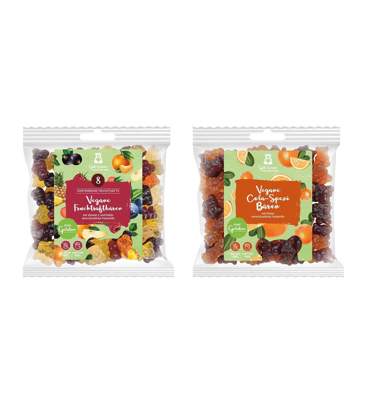  naschlabor Vegan Duo Fruit Juice Bear 300g | Delicious Vegan Fruit Gummies | Gift for Vegans | 2 Pack - Buy Online on GoSupps.com