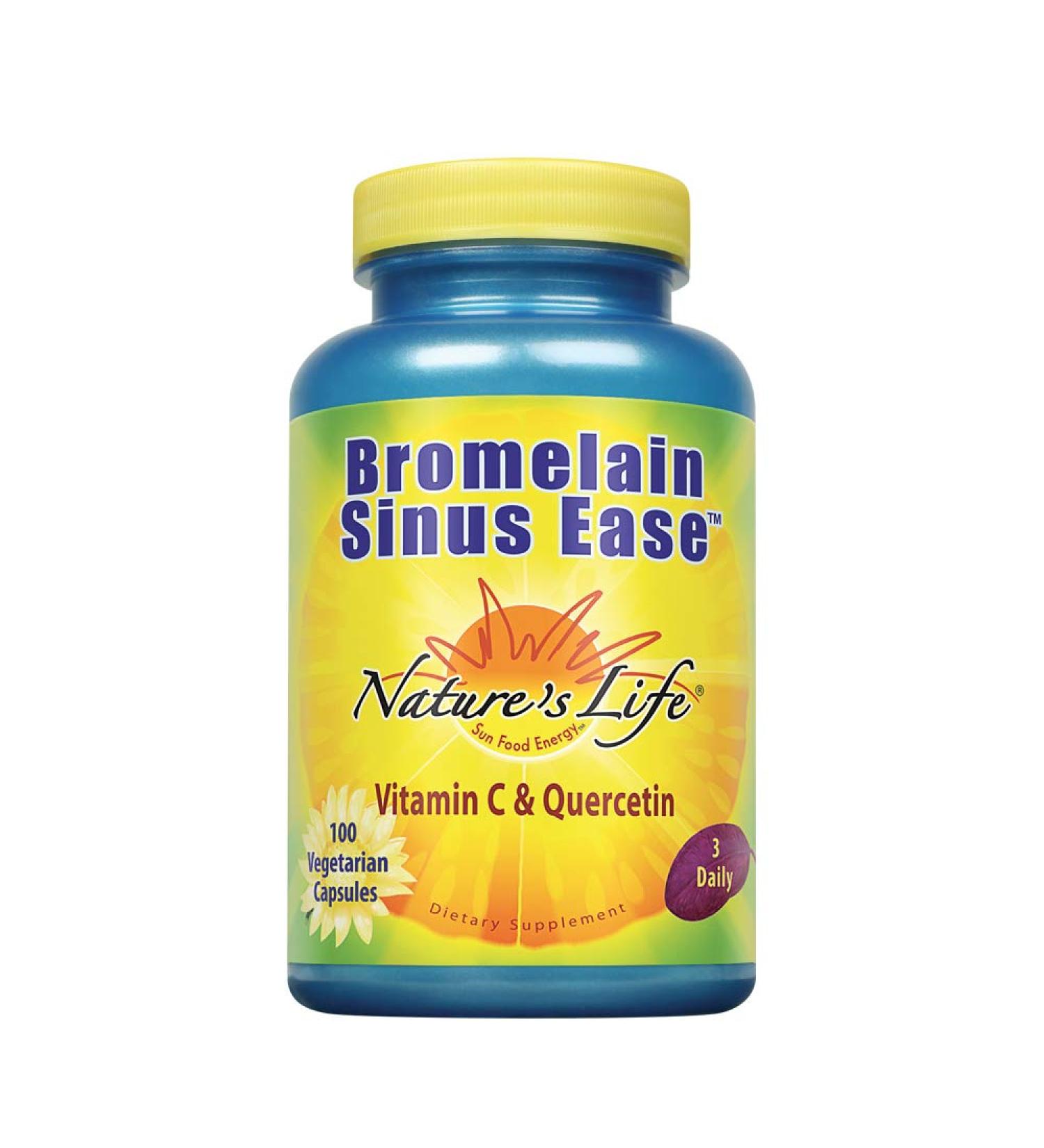 Nature's Life Bromelain Sinus Ease 1200mg with Vitamin C & Quercetin | Sinus Support & Immune Function | 100 Vegetarian Capsules - Buy Online on GoSupps.com