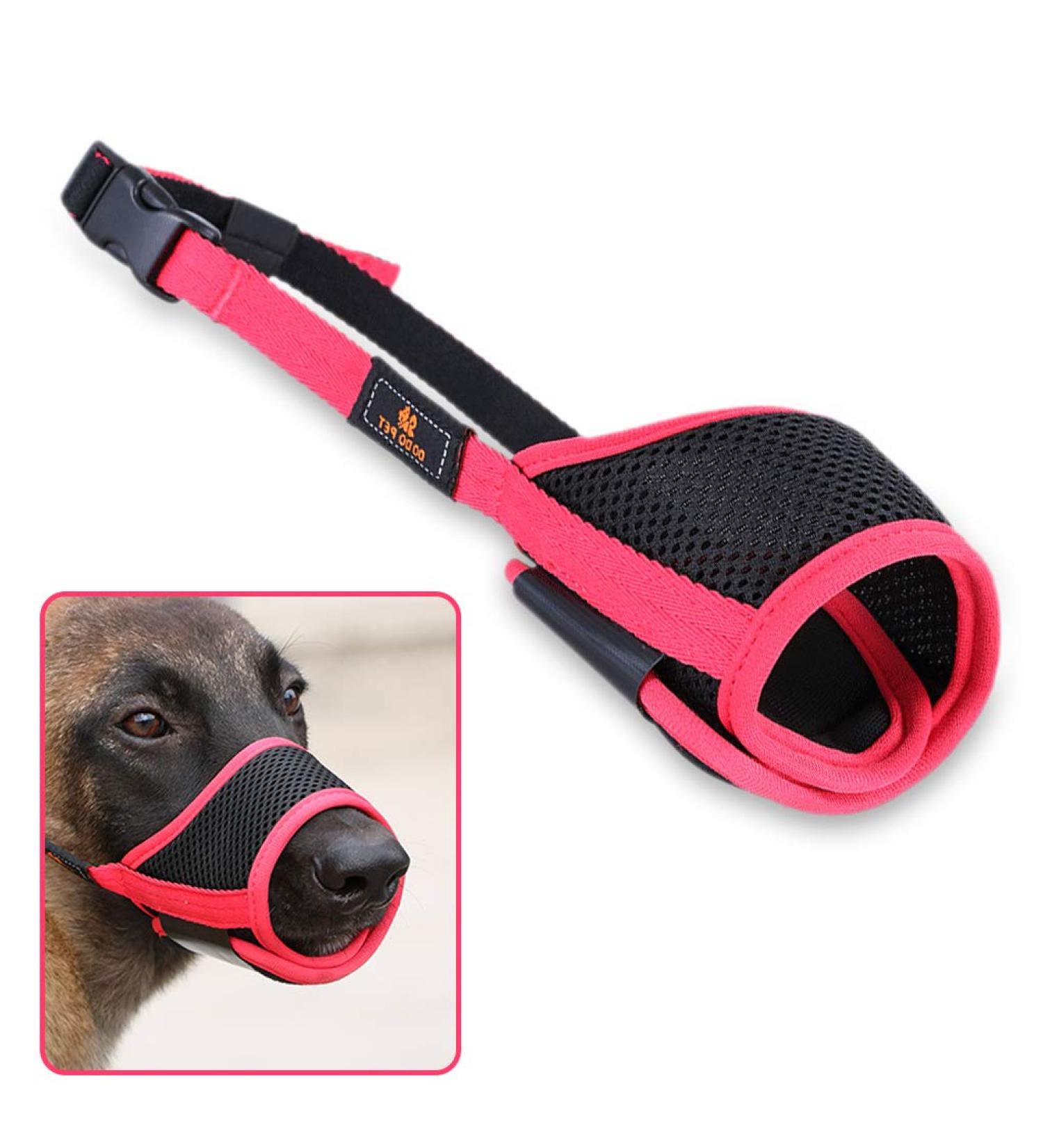 Andiker Adjustable Mesh Dog Muzzle - Prevents Barking Biting & Chewing | Soft Pad XS Size (Red-Black) - Ideal for Dog Training - Buy Online on GoSupps.com