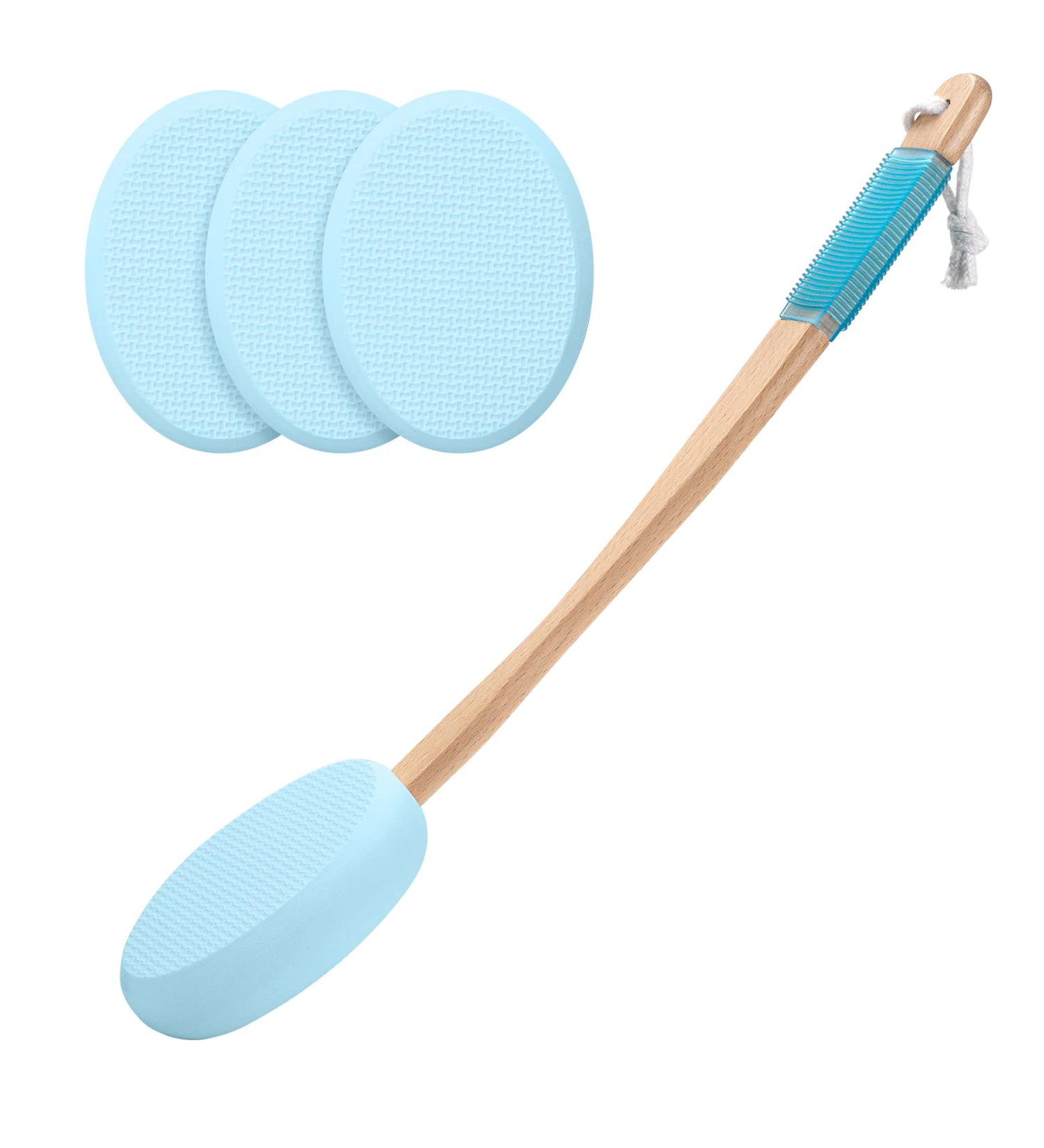 AmazerBath Lotion Applicator for Back Feet 4 Replaceable Pads with 1 Long Handled Back Sunscreen Applicator for Elderly Women Apply Cream Medicine Skin Cream Moisturizer Sunscreen Tanner Blue - Buy Online on GoSupps.com
