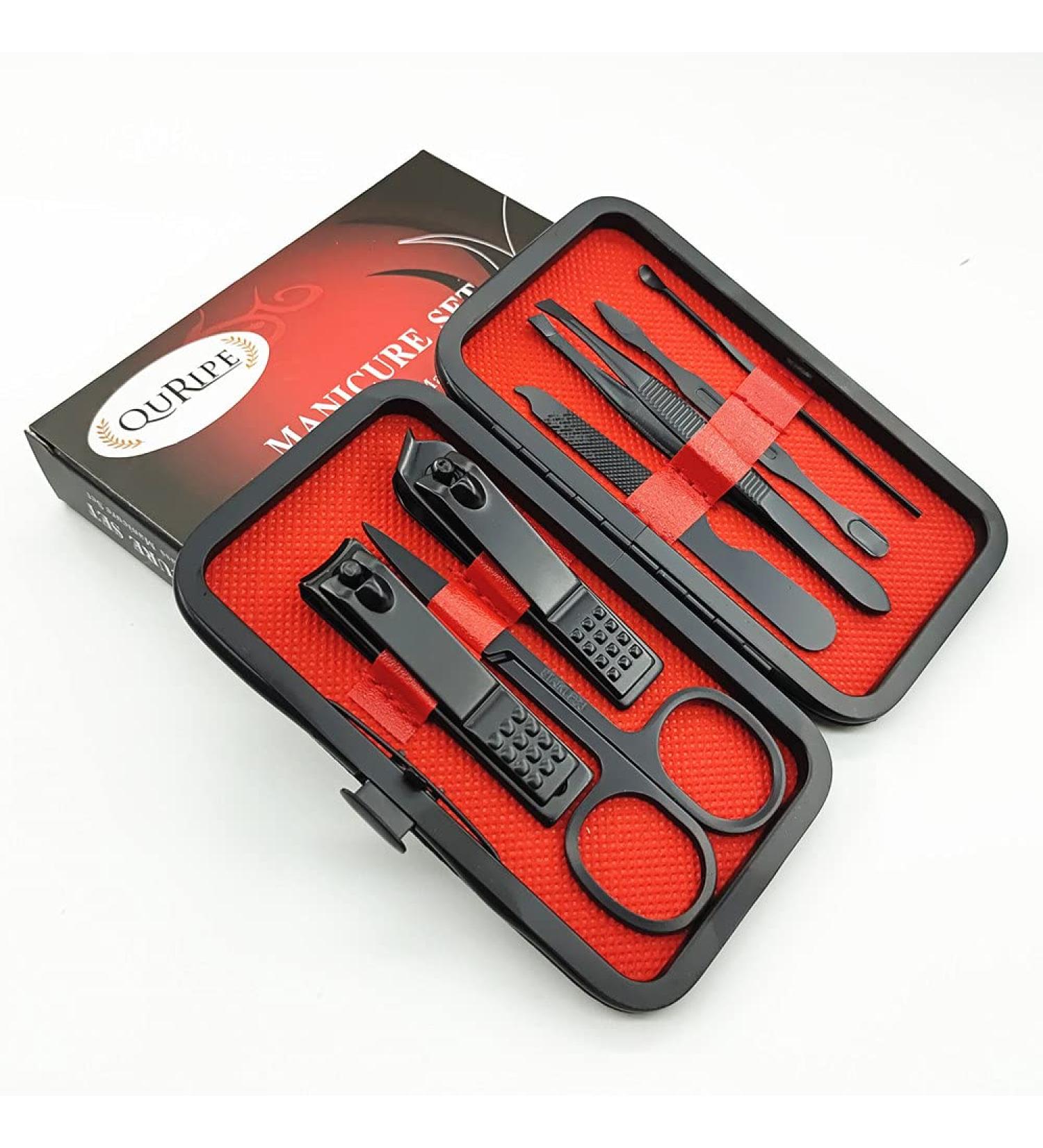 QURIPE 7pcs Manicure Set - Stainless Steel Nail Clippers Kit for Travel - Luxury Grooming Gift in Black Case - Buy Online on GoSupps.com