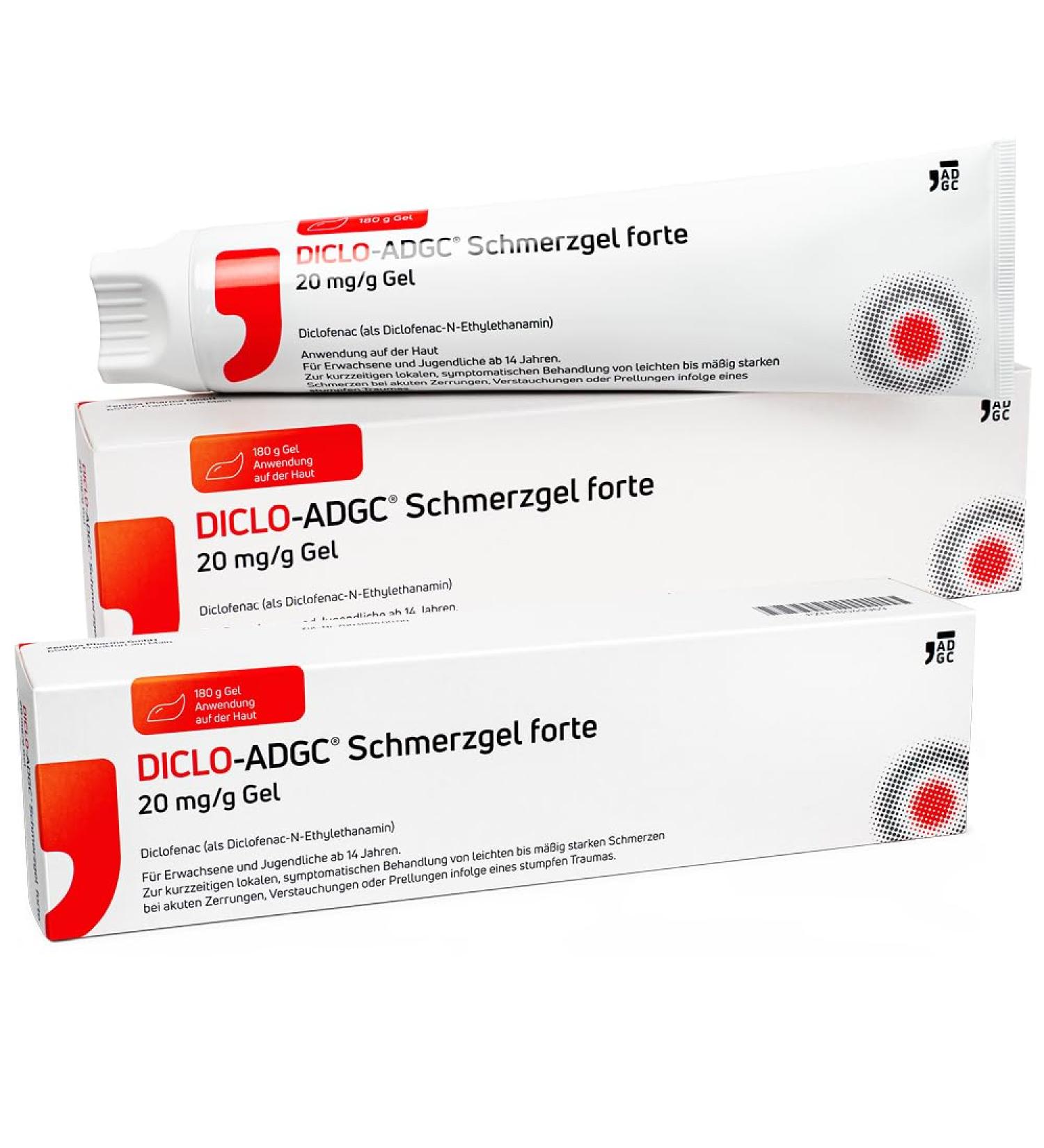 Diclo-ADGC Pain Gel Forte 2x180g Double Pack - Effective Relief for Strains Sprains & Bruises - Fast Shipping Worldwide - Buy Online on GoSupps.com