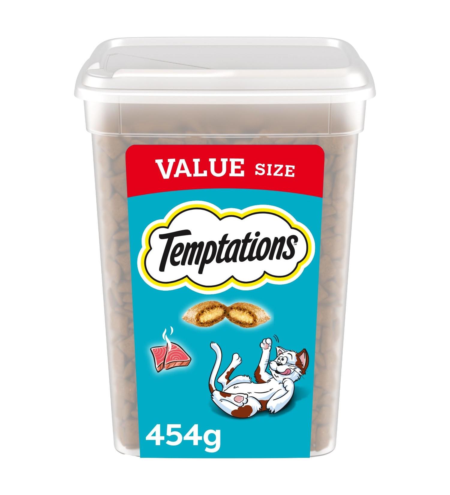 TEMPTATIONS Adult Cat Treats Tempting Tuna Flavour 454g Tub Cat Treats Tuna 454 g (Pack of 1) - Buy Online on GoSupps.com